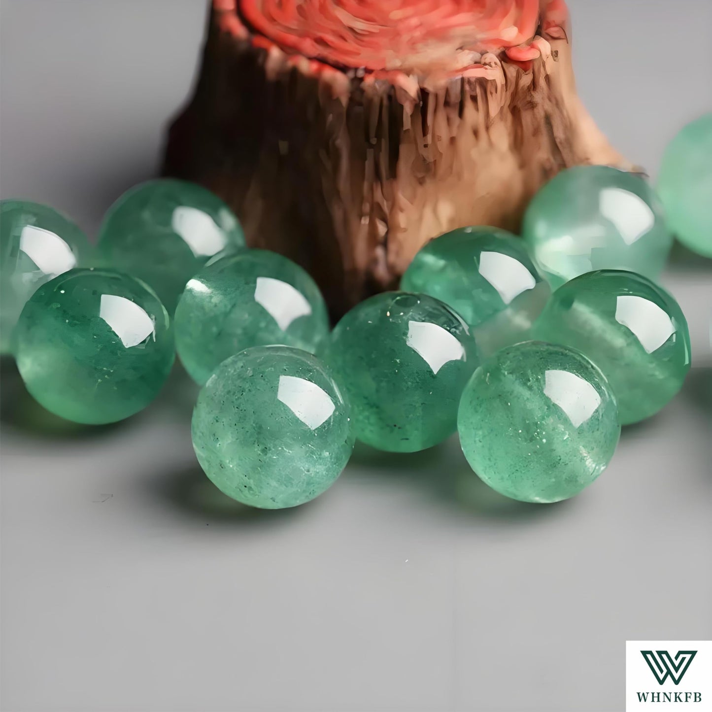 WHNKFB 8mm 50PCS Natural Green Strawberry Quartz Round Beads, Loose Crystal Beads with Strawberry Seed-Like Contents for Jewelry Making Craft - 4mm 6mm 8mm 10mm Options with Free Elastic Cord