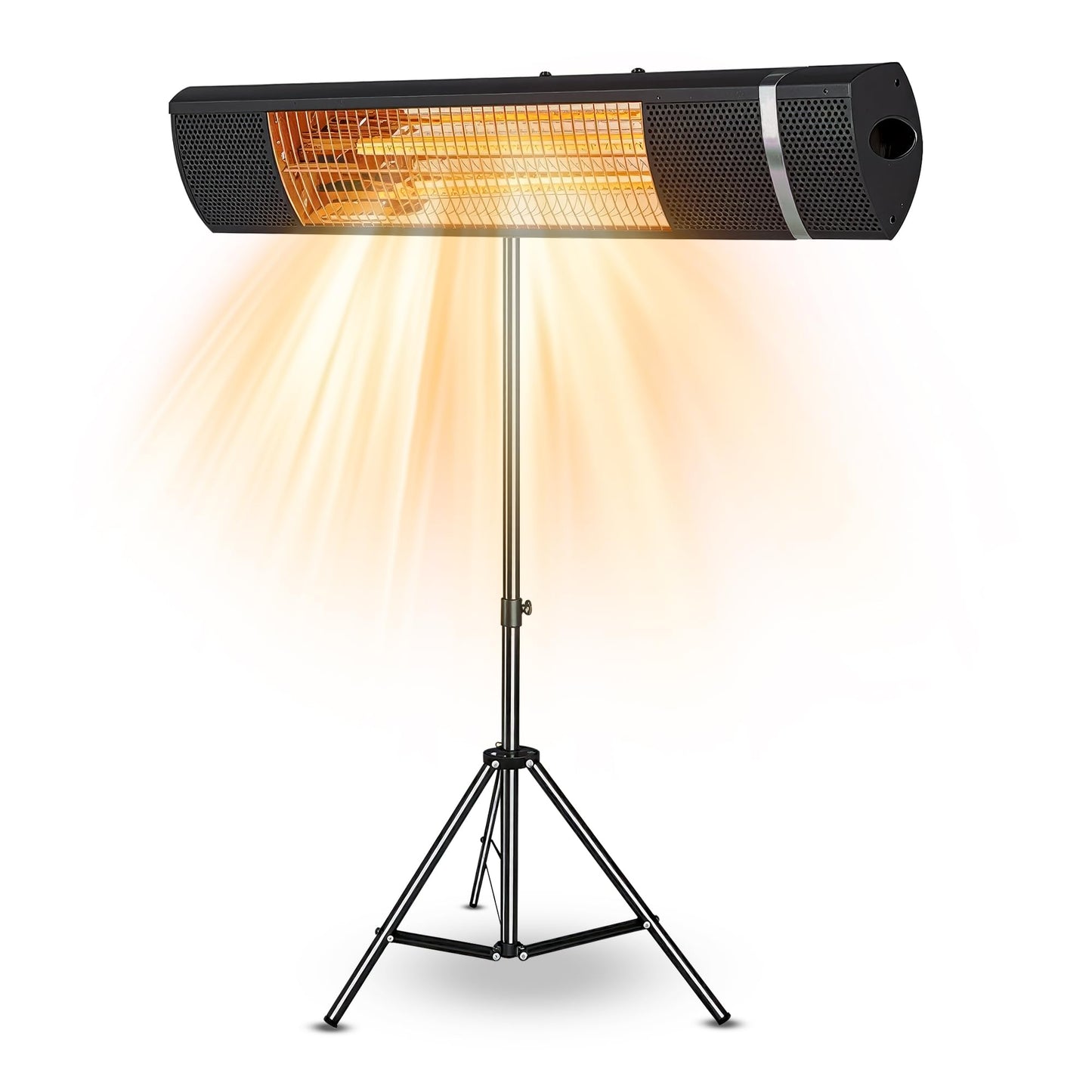 Outdoor Carbon Fiber Infrared Patio Heater - 800/1300/1500W, Tripod Stand or Wall Mount, IP65 waterproof, Remote Control, Silent & Energy-Saving for Balcony, Backyard, or Patio