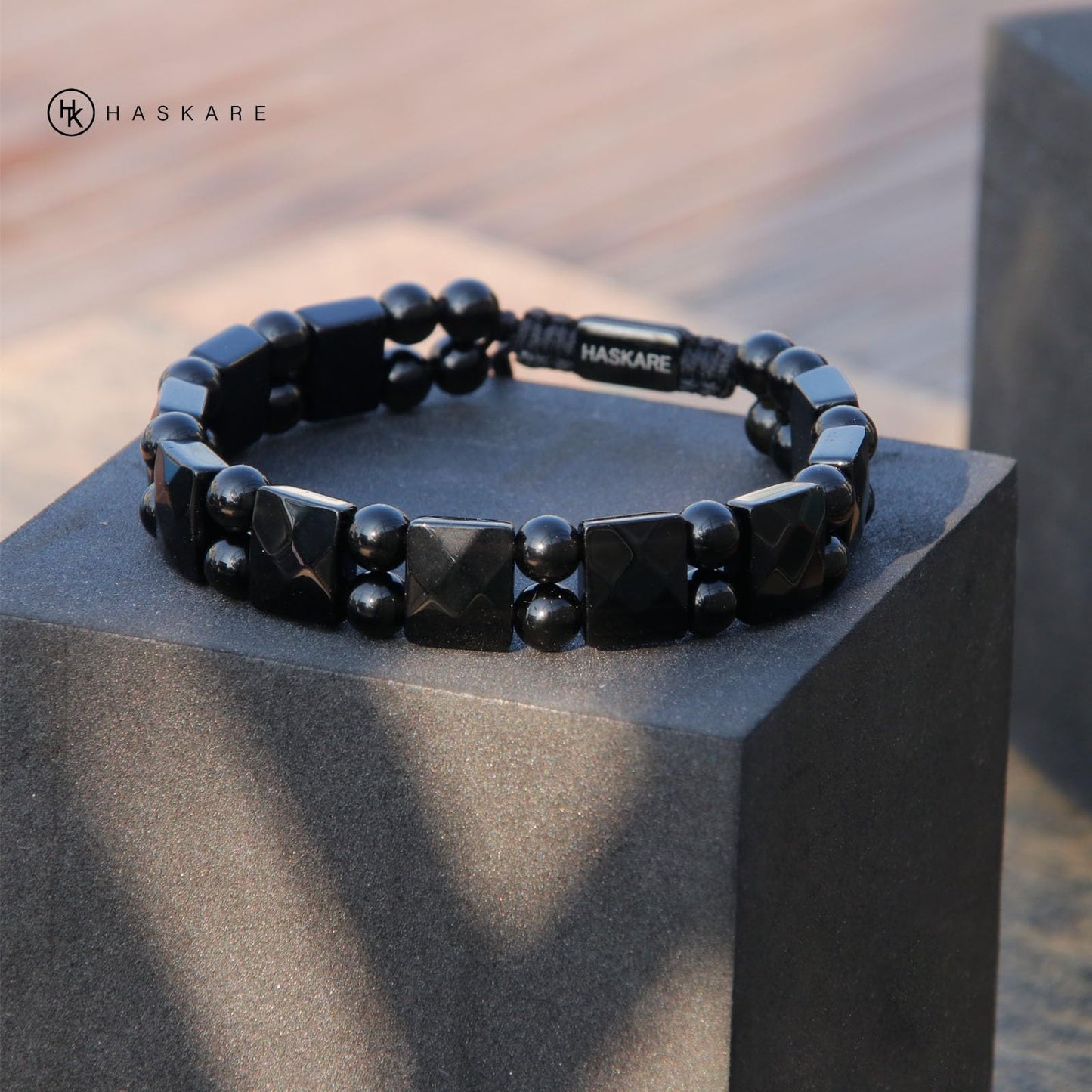 HASKARE Protection Healing Stone Bracelets for Men Unique Natural Crystal Black Obsidian Mens Bracelets, Masculine Energy Protection Men Beads Bracelet for Anxiety, Handmade Gifts for Husband Father