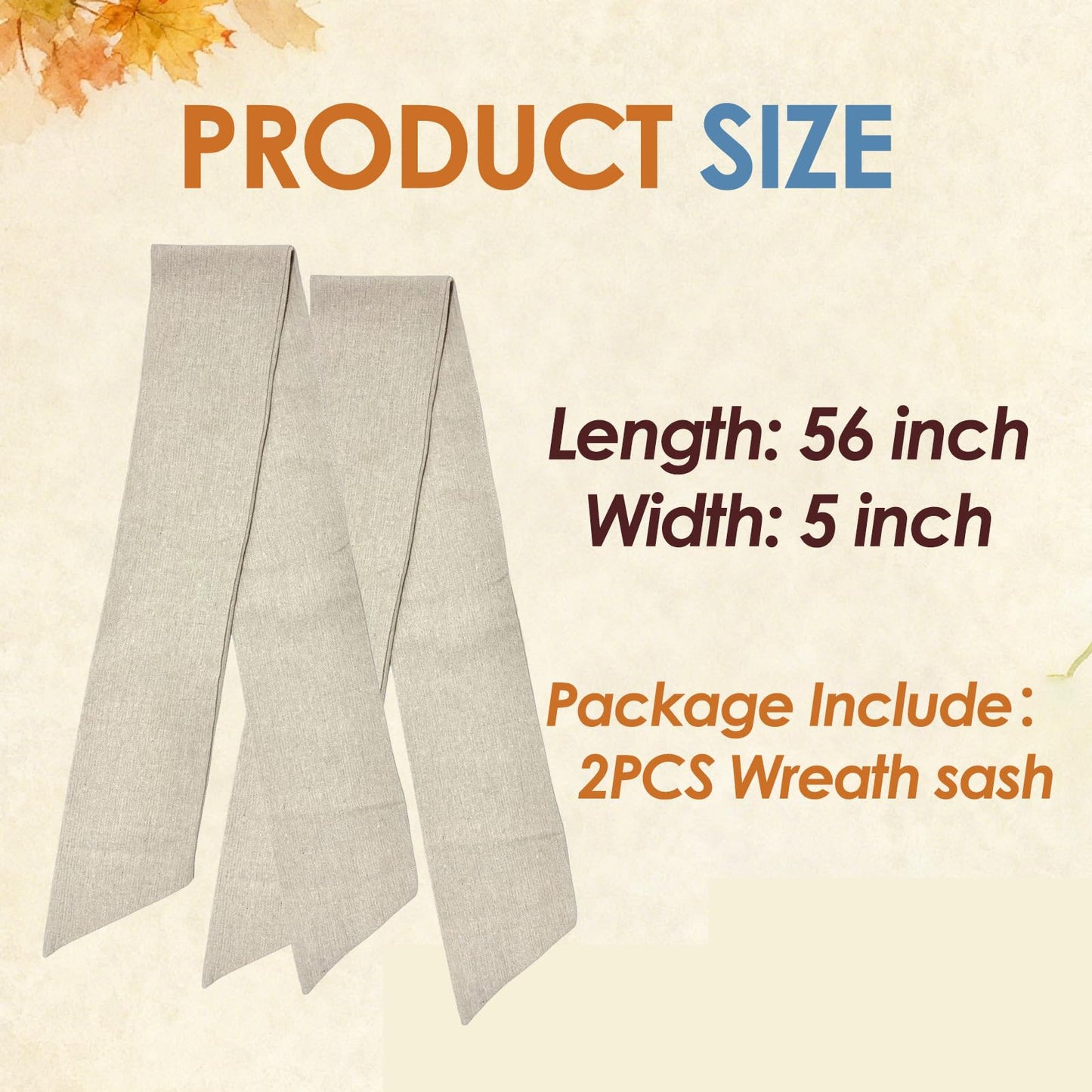 2 Pack Burlap Wreath Sash for Front Door, Blank Linen Sash for Wreath Spring Garland Holiday Porch Home Decor, Natural