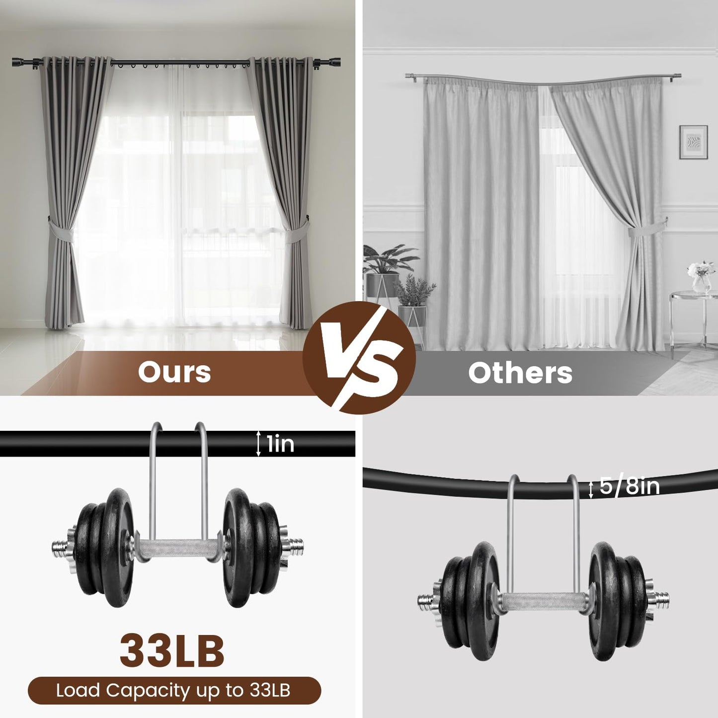 1” Diameter Curtain Rods Itself is 30 to 144 inch 1 Pack Fit 30-142 inch, 66 to 120 inch Window with Heavy Duty Adjustable Rod Matte Black Splicing Metal Extra Long Curtain Rod for Windows