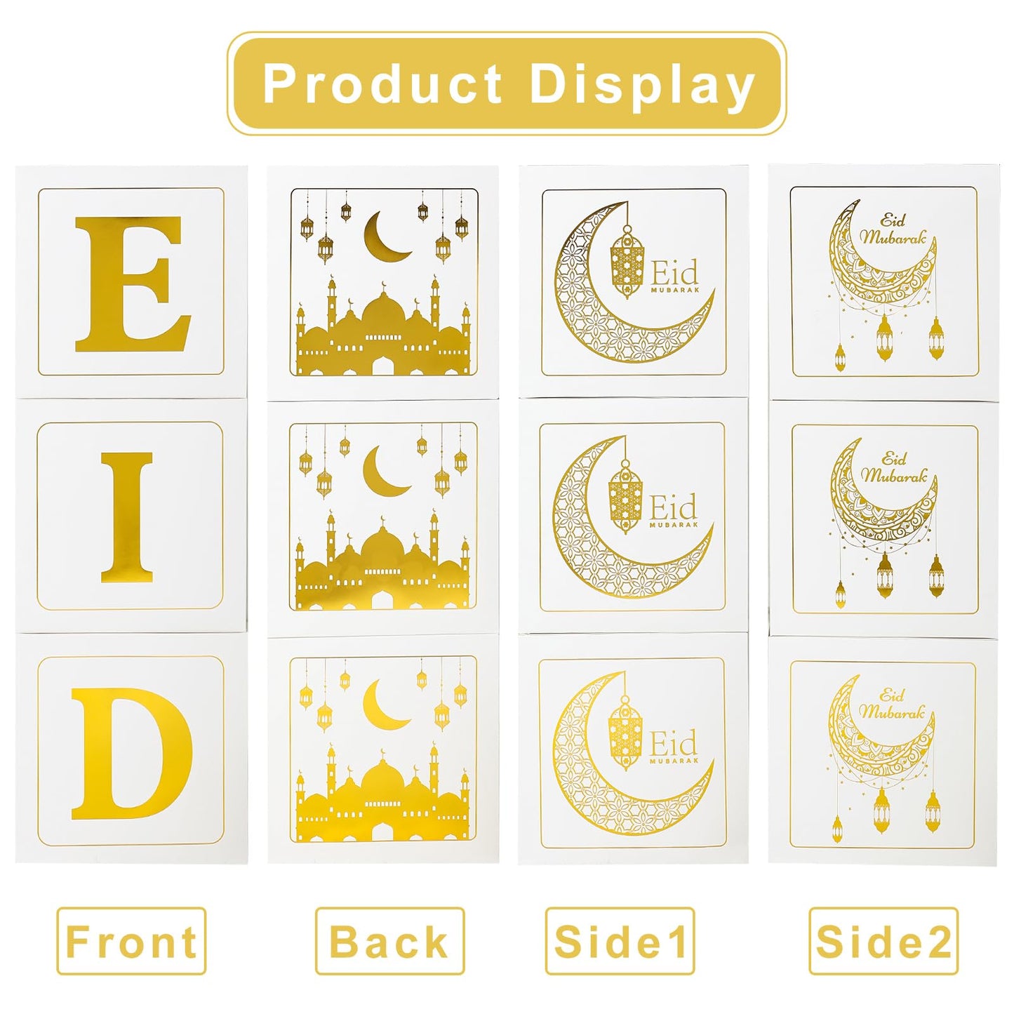 Eid Mubarak Decoration for Home 2026 - 89 White Gold Balloon Arch with Eid Mubarak Star Balloons,Star Moon Balloon Boxes,Ramadan Party Supplies Decorations for Ramadan Festival