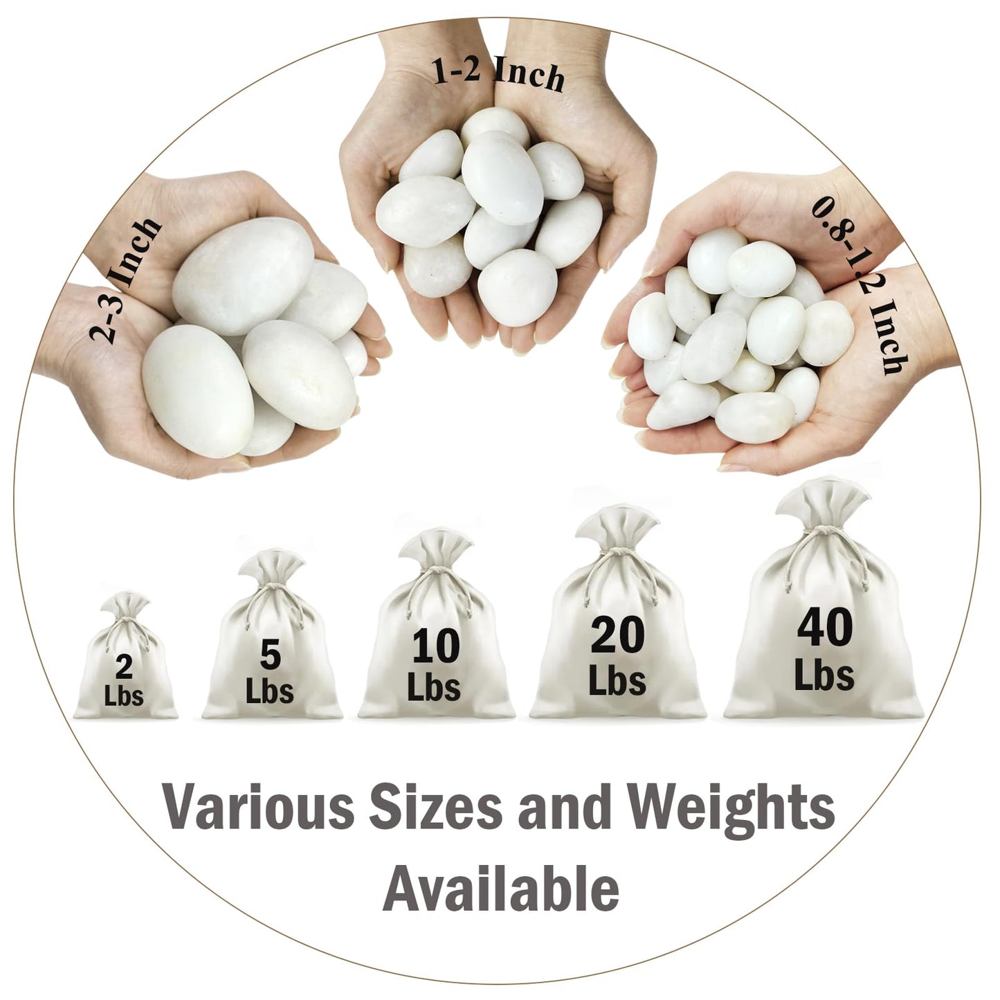 FANTIAN 5lbs White Pebbles for Indoor Plants, 0.8-1.2 Inch Smooth White River Rocks for Potted Plants, Decorative Polished Stones for Landscaping Vase Fish Tank and Outdoor Garden Pavers