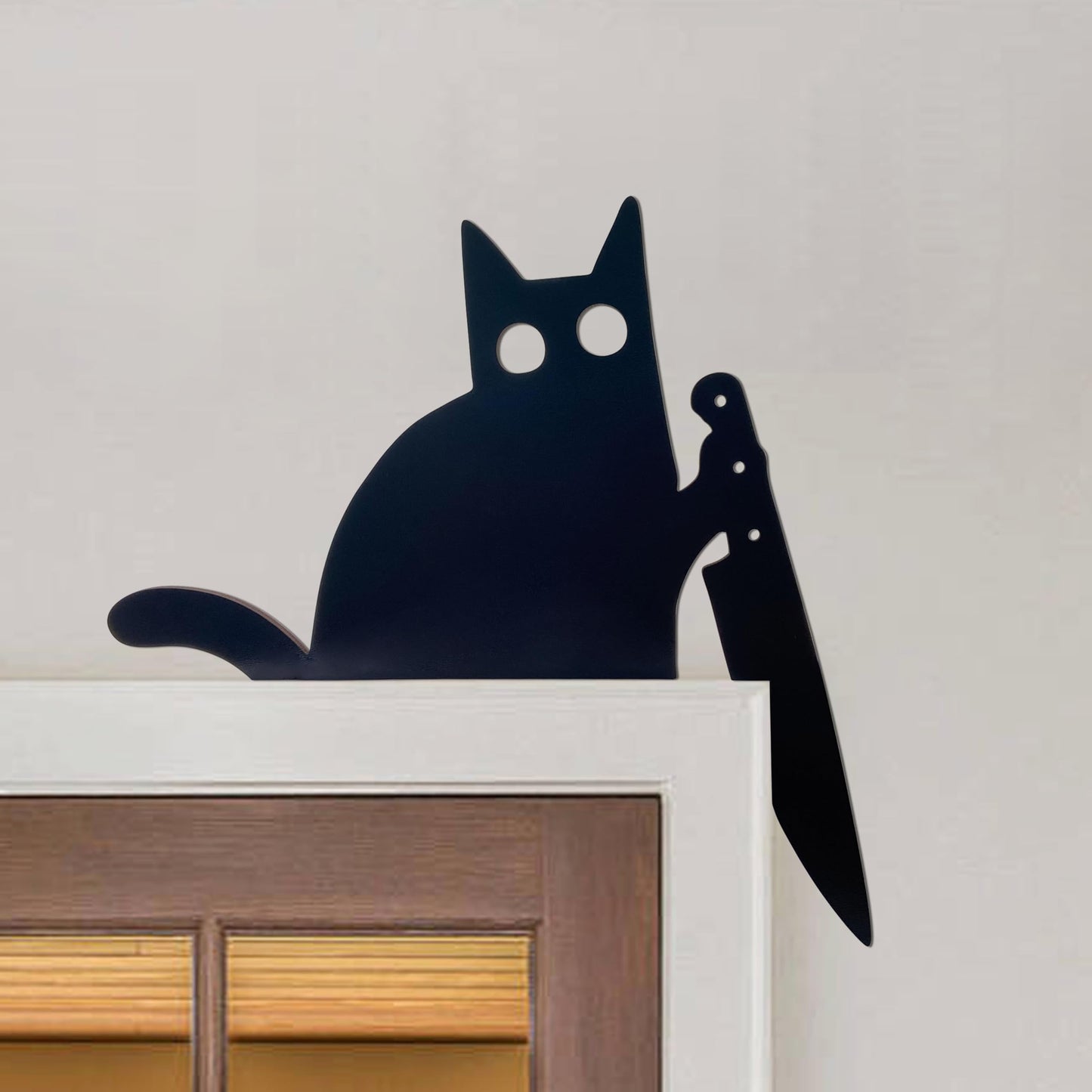 AWISBI Black Cat Door Topper, Wooden, Modern Style, Wall Pediment, Cat Lover Gifts, Black
