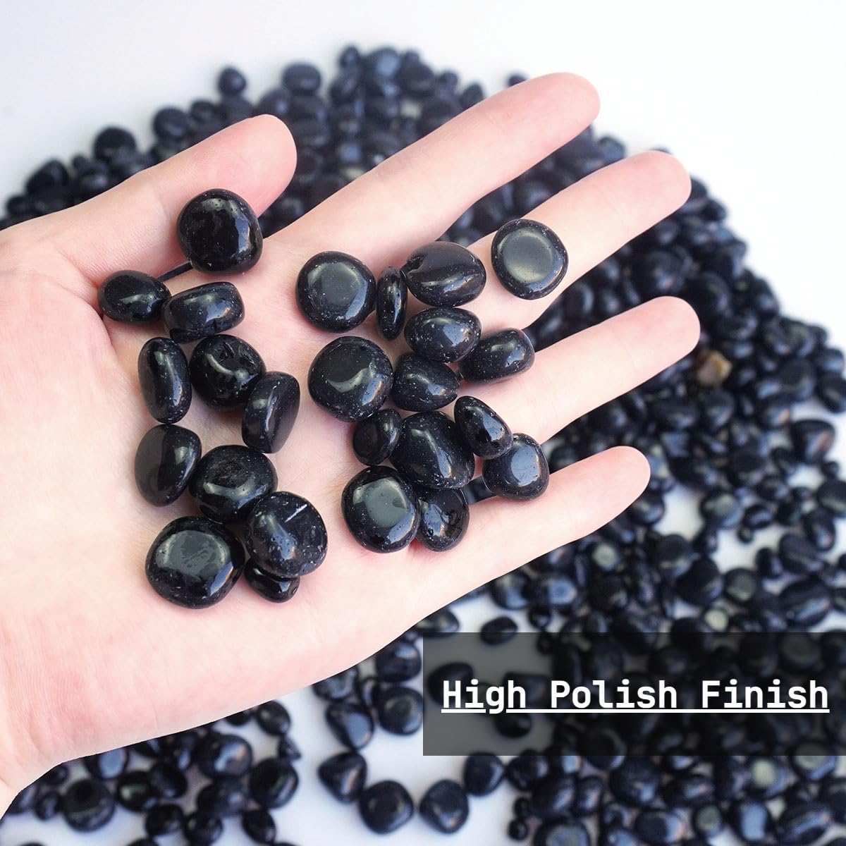 XMHOME 3 Pounds Black Obsidian Polished Stones - Natural Tumbled Gemstones for Vase Filler, Protection, and Jewelry Making