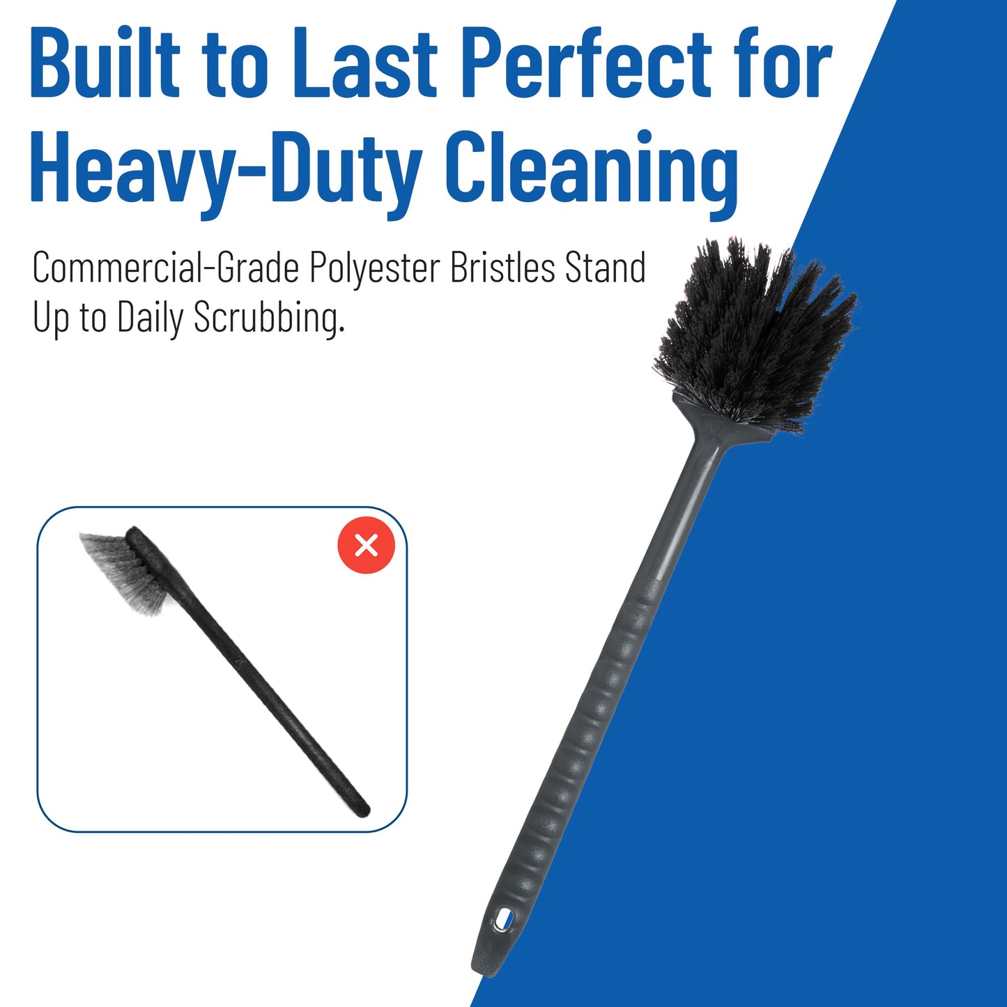 SPARTA 40501EC03 Plastic Large Scrub Brush, Kitchen Brush, Utility Brush With Long Handle For Cleaning, 20 Inches, Black