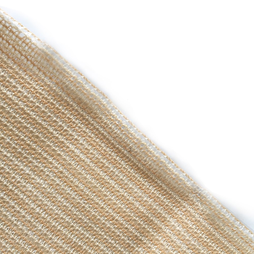Shatex 90% Sun Shade Fabric, 6x8ft Sun-Block Net Mesh Shade with Clips for Pergola Cover Porch Vertical Screen, Beige