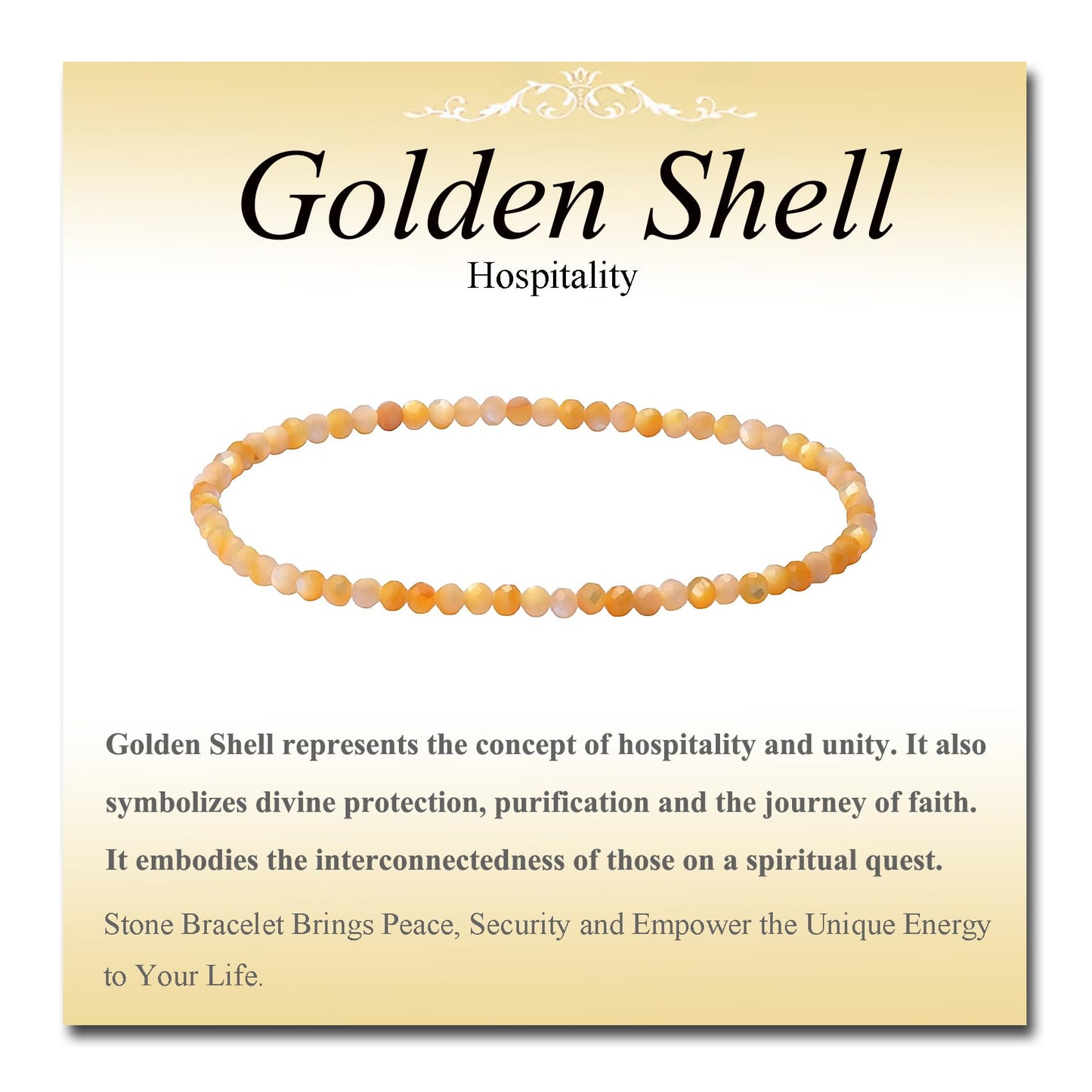 MASSIVE BEADS Natural Genuine Gemstone Beads Healing Crystal Chakra Reiki Jewelry Faceted Round Beads Bracelets (Golden Shell, 3mm)