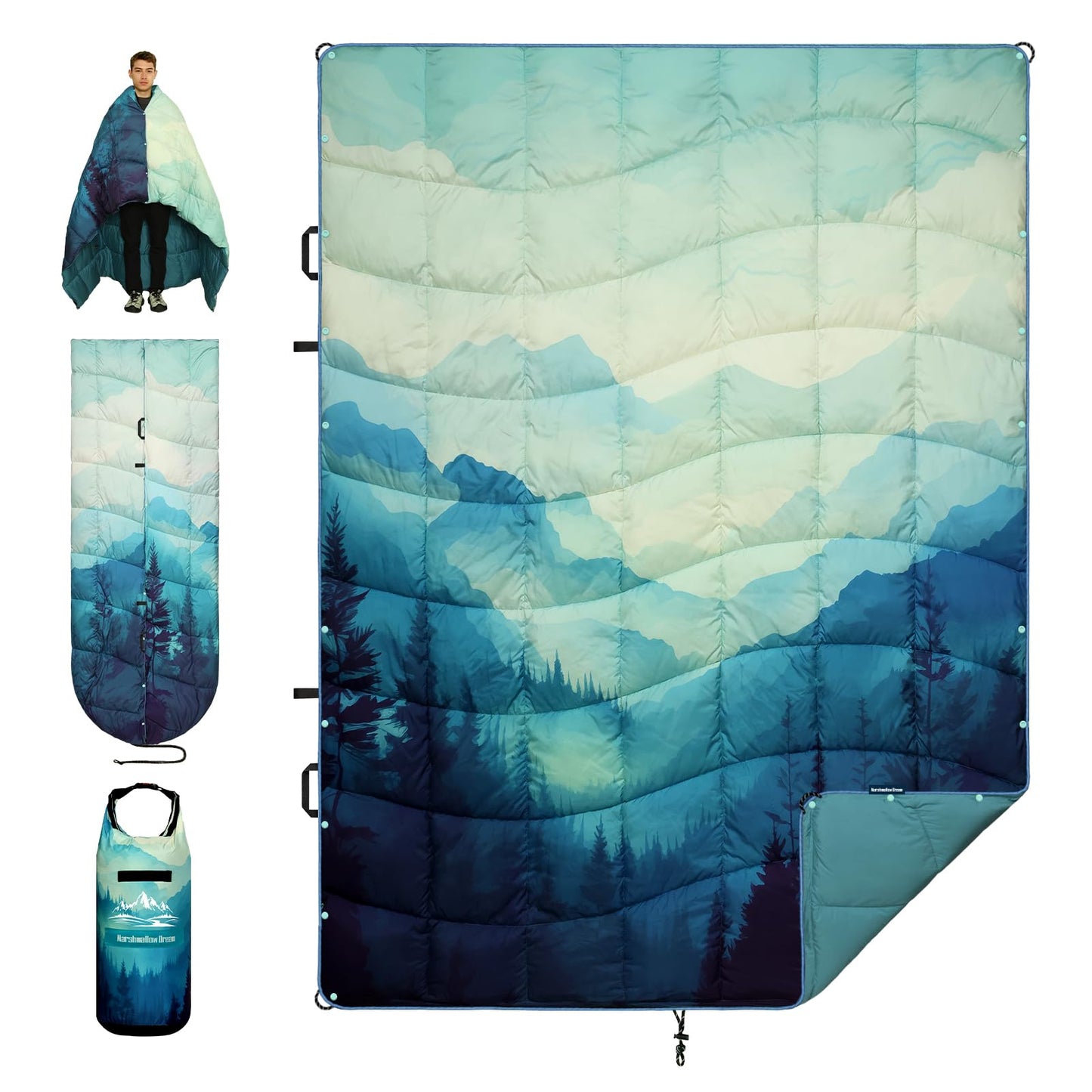 marshmallow dream Camping Blanket, Puffy Blankets Lightweight Windproof Resistant for Outdoors,Hiking, Backpacking,Car,Picnic,Stadium