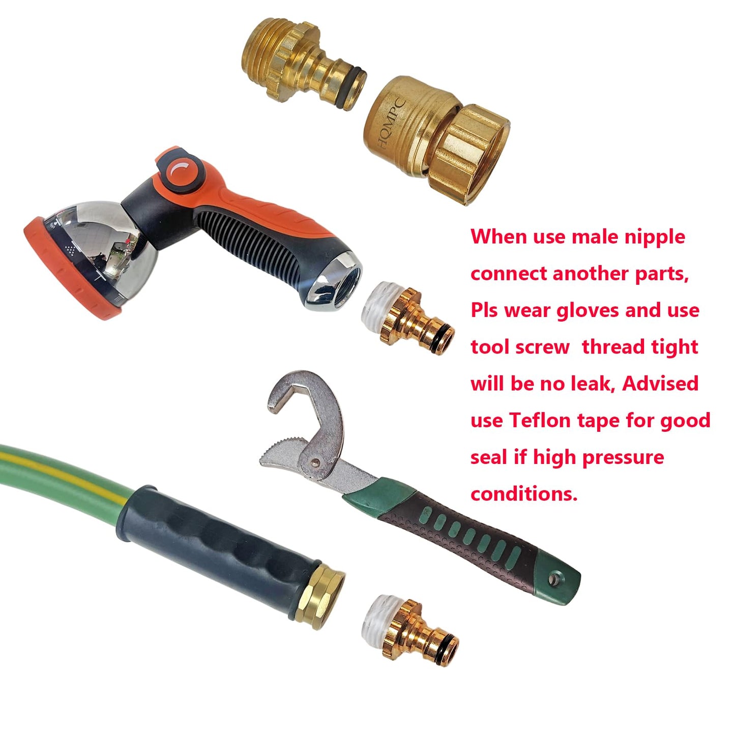 HQMPC No Pb Garden Hose Quick Connect Brass Hose Quick Connect Quick Release Hose ConnectorWater Hose Connectors 3/4" GHT (6 SETS)