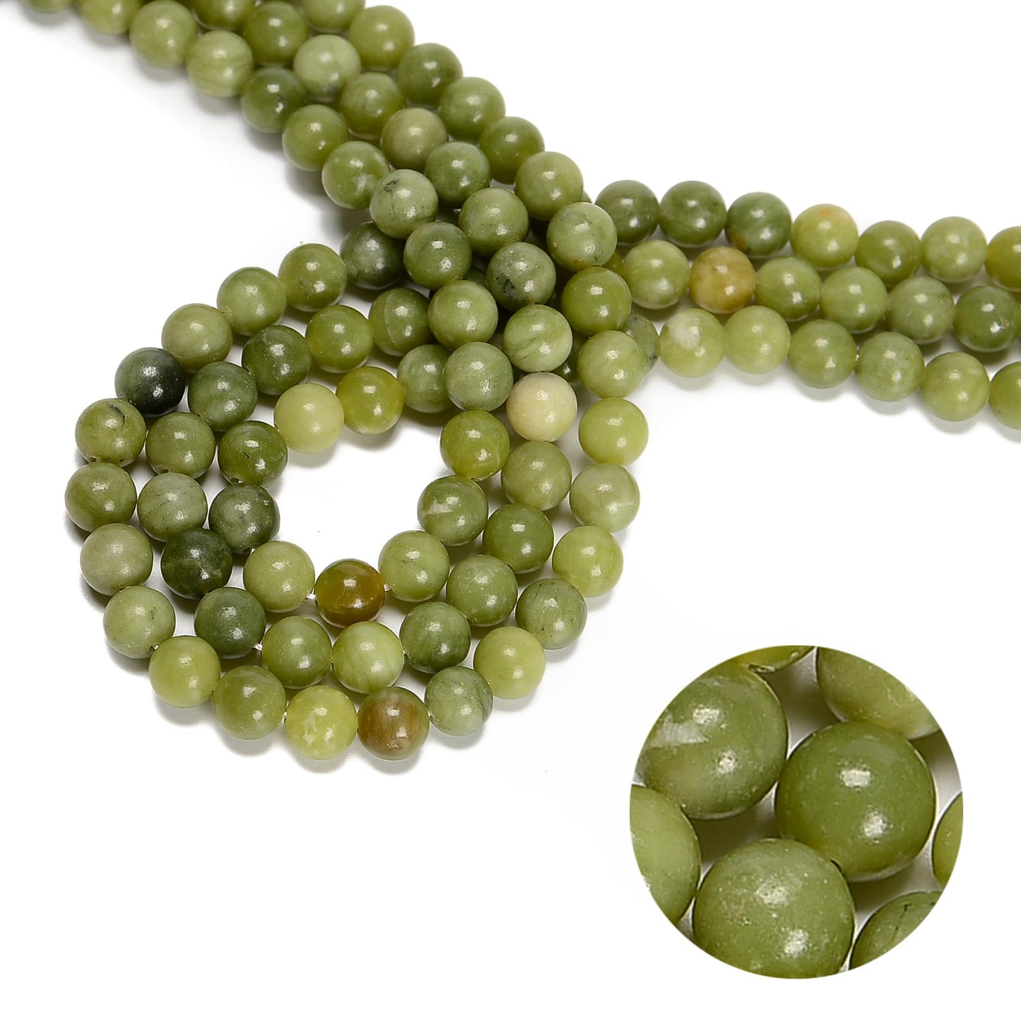 65Pcs 6mm Green Jade Natural Round Loose Real Stone Beads Gemstone Genuine for DIY Hand Made Craft Jewelry Bracelet Earring Necklace String Making Energy Healing Power