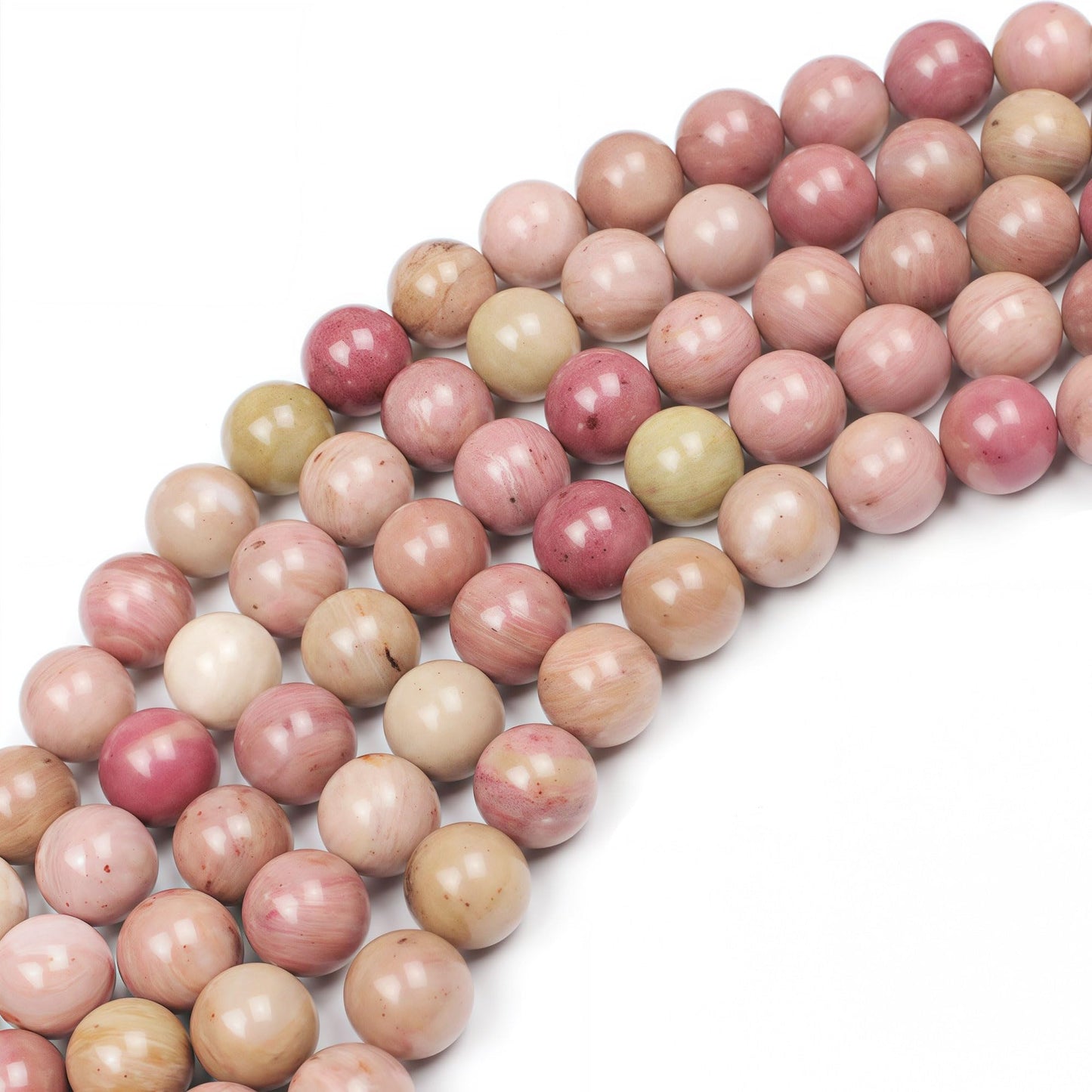 MJDCB Natural Red Stripes Rhodonite Round Stone Beads for Jewelry Making (10mm)
