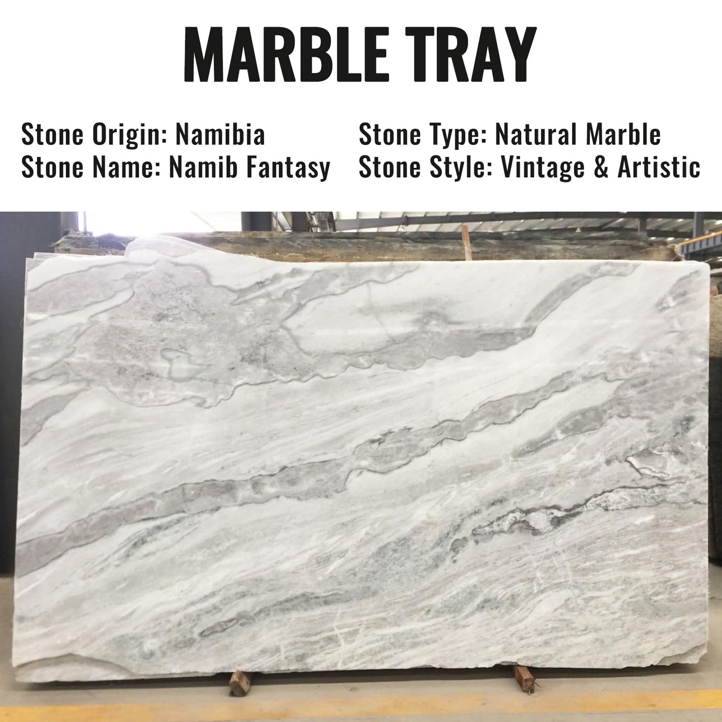 Koville African Natural Marble Decorative Tray, 12"x6" - Countertop Organizer, Catchall Tray for Perfume, Candles, Jewelry