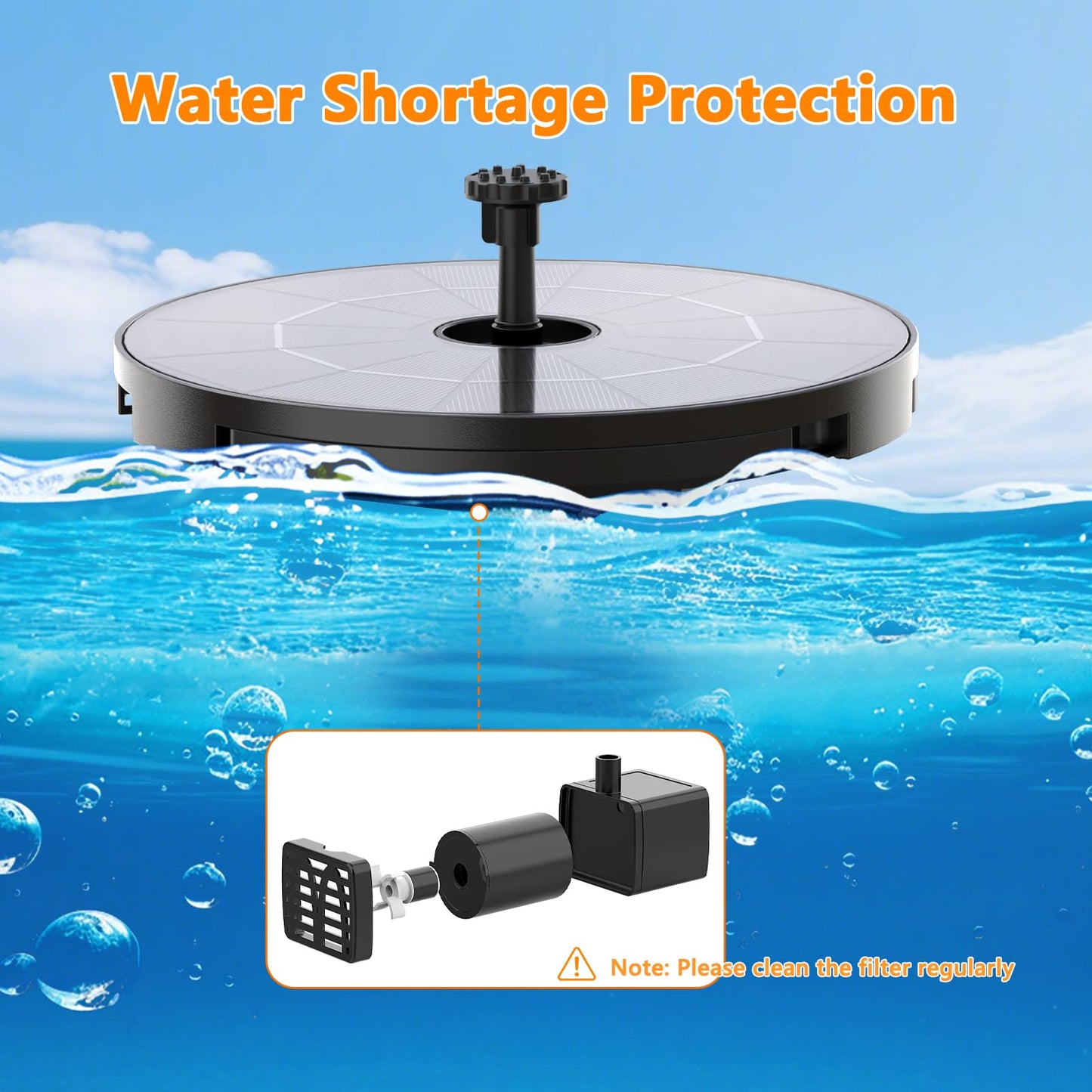 AISITIN Solar Fountain Pump with Windmill & 6 Nozzles & 3 Fixed Bracket, DIY Solar Bird Bath Fountain Built-in 1000mAh Battery for Outdoor, Garden, Pond, Pool, Backyard and Bird Bath
