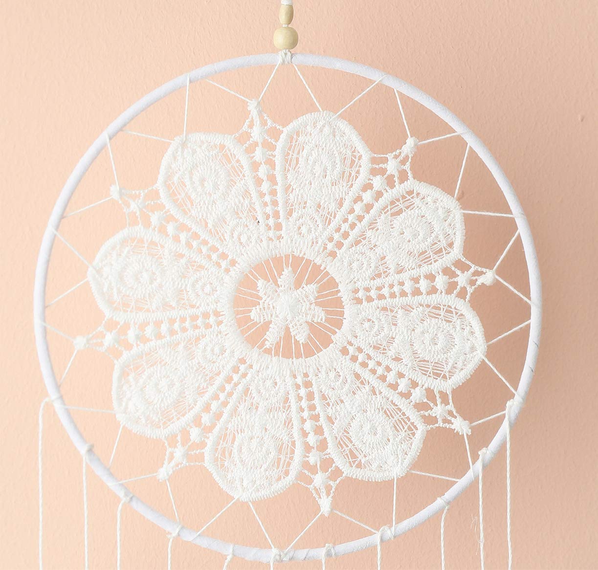 Malicosmile Dream Catchers White for Bedroom, Handmade Hanging Decorations White Feather Lace Dream Catcher Mobile for Girls Room Decor
