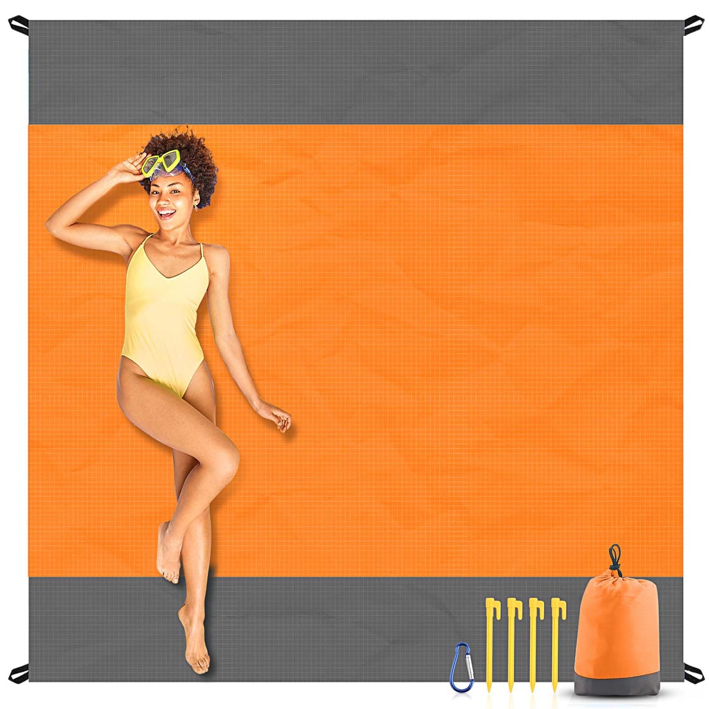 EASYFUN Beach Blanket Sandproof Oversized, 79''×83'' Extra Large Beach Mat, Portable Picnic Mat for Travel Camping Hiking, Lightweight Beach Essentials Family Water Resistant Mat Nylon 210T