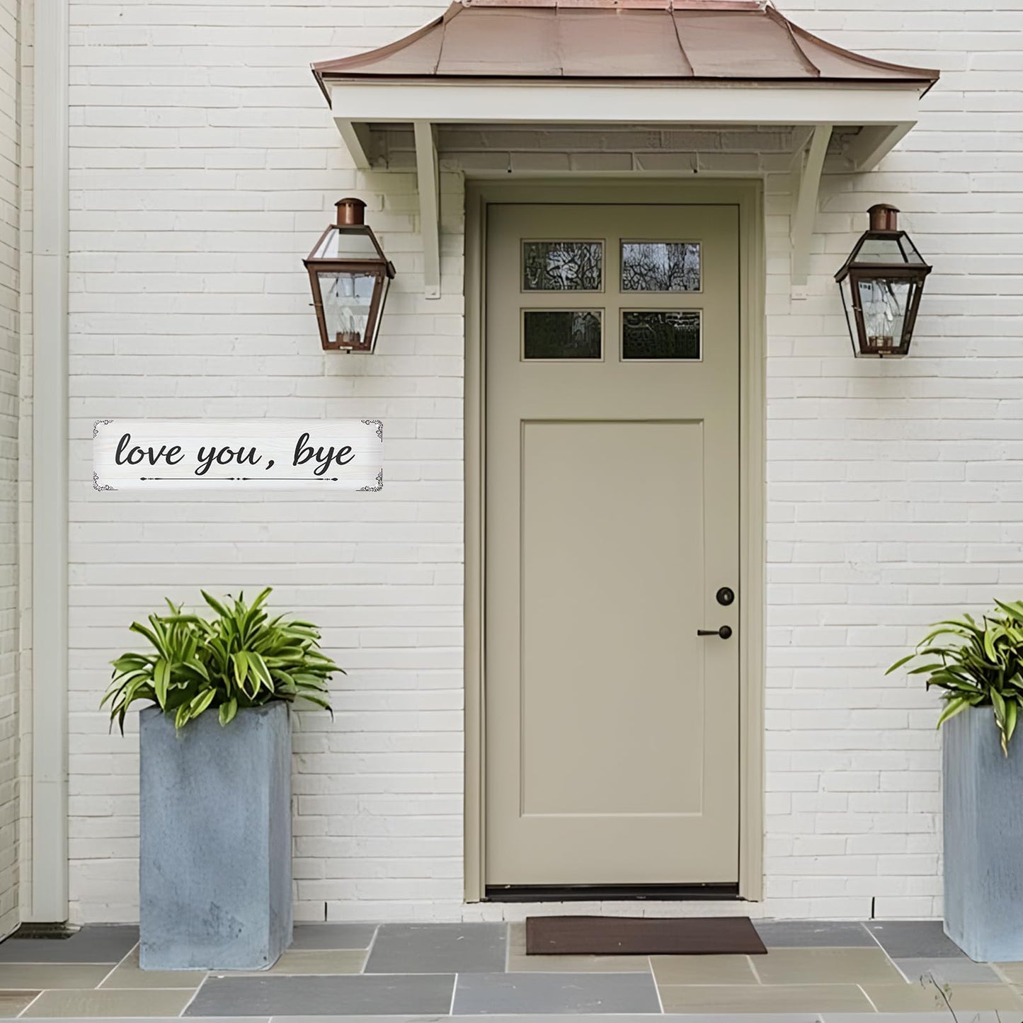 Nirxxiy Love You Bye Sign Sentimental Sign Wall Aluminum Decor Home Bar Hallway Entryway Door Metal Wall Art Gifts for Loved Ones to Express Warmth 16 x 4'' (White Font-A)