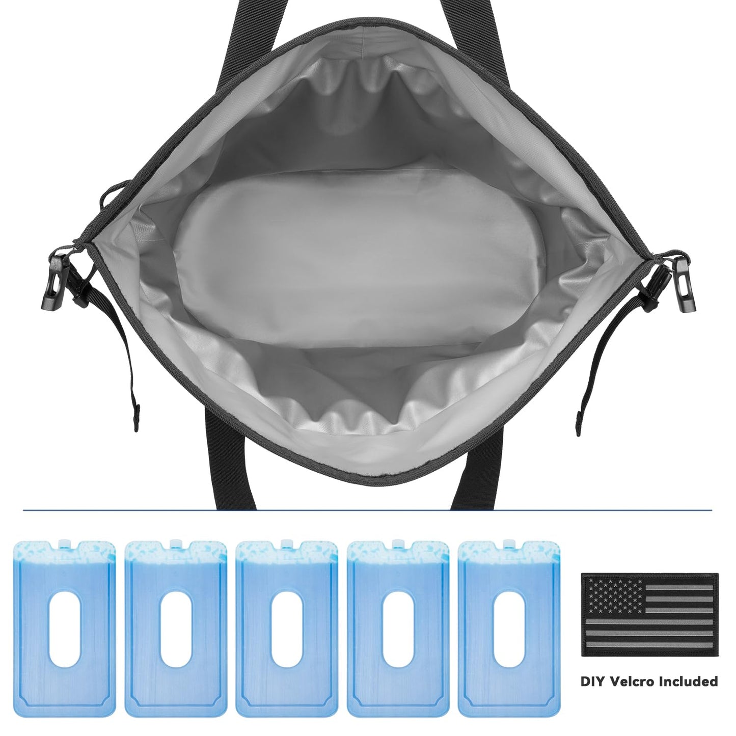 Vogano 40 Can Soft Cooler Bag - Insulated Leak-Proof Large Cooler Bag with Roll-Top Waterproof Seal | Portable Ice Chest for Camping, Beach, Travel, Picnics | 24HR Cold Retention (Gray)