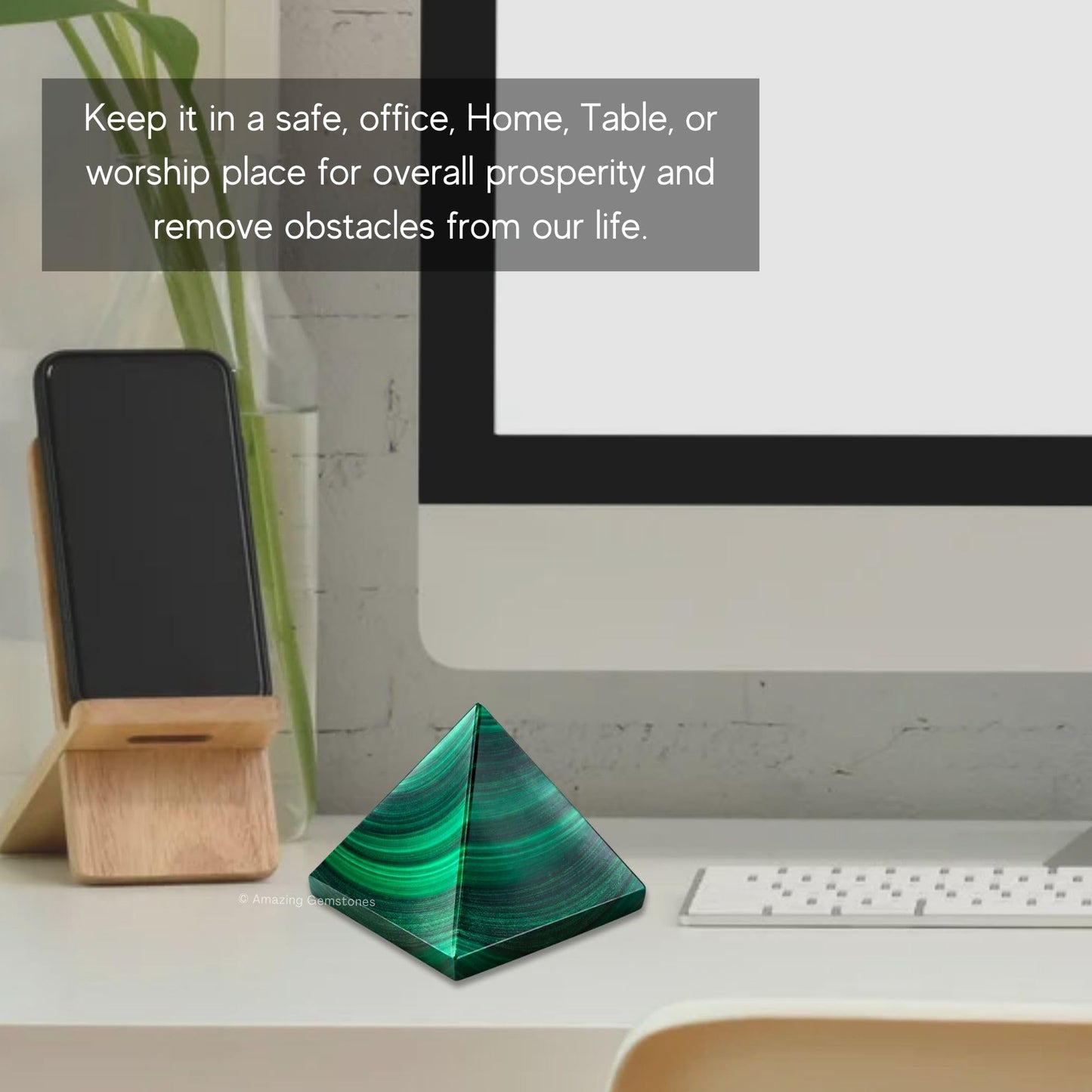 Amazing Gemstone Malachite Pyramid Crystal Healing Stones - 2" Great Pyramid Figurine of Natural Stone Pyramid for Meditation, Reiki, Chakra Balancing and Crystal Pyramids Grid
