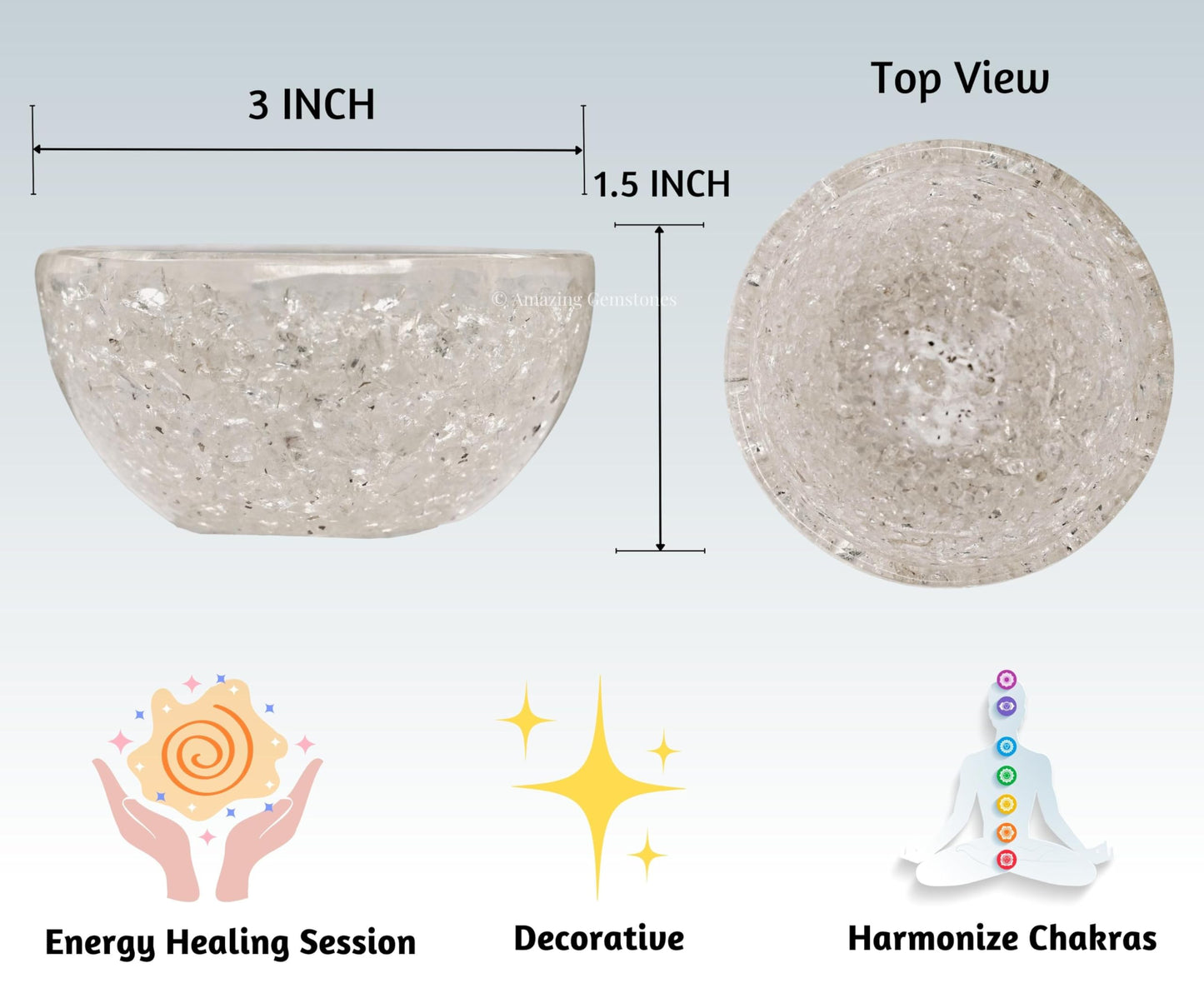 Amazing Gemstone Clear Quartz Orgonite Orgone Crystal Gemstone Bowl - 3" Orgonite Clear Quartz Crystal Bowl for Meditation, Crystals and Healing Stones Gift and Protection