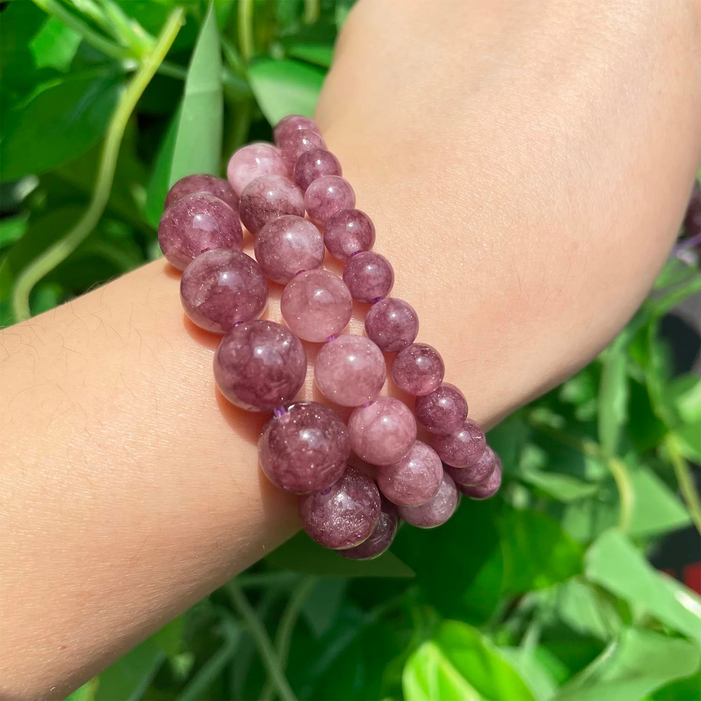 Yochus 60pcs Lepidolite Stone Beads，6mm Healing Power Natural Stone Round Loose Beads for Jewelry Making Earring Necklace DIY Crafts
