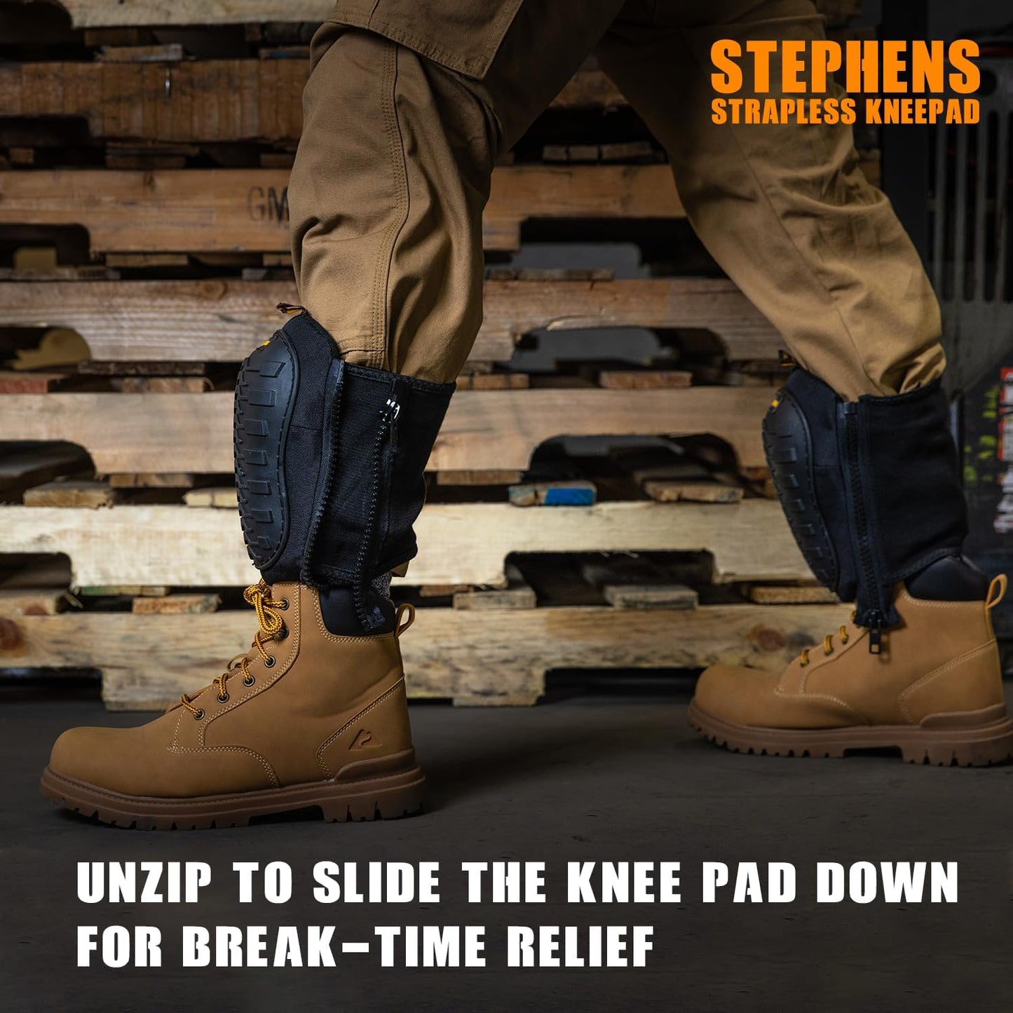 Stephens Strapless Knee Pads for Construction - Heavy Duty Soft Cap Design for Work | Safety Work Gear | Flooring | Roofing | Gardening | Personal Protective Equipment - Cushion Support for Kneeling - Non-Slip Strapless Knee Pad - Eliminate Knee Pain