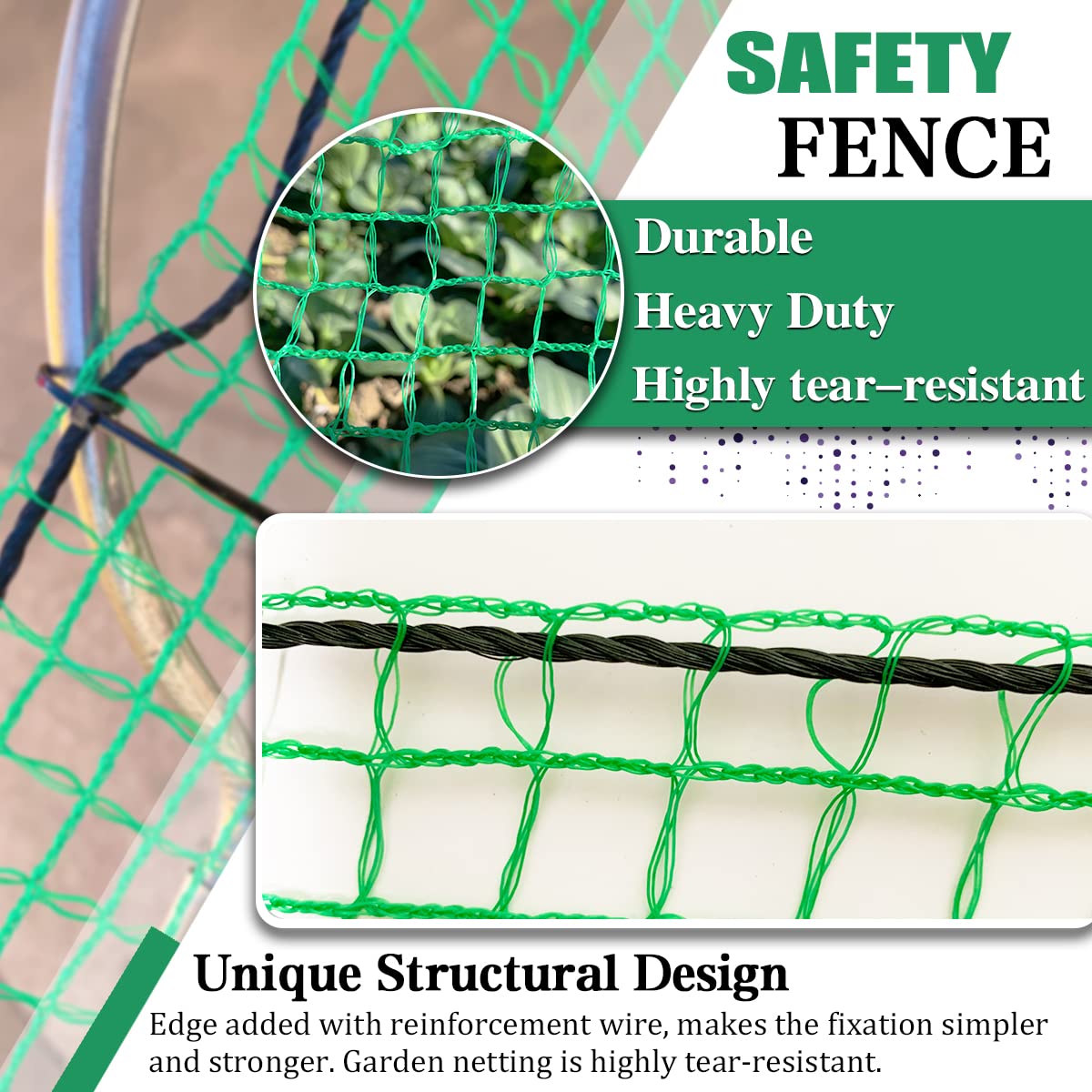 Hortifan Temporary Fence Plastic Mesh Fencing, 4FT x 100FT Garden Bird Netting Safety Fence Snow Fence, Construction Fencing for Deer, Pet, Rabbits, Chicken, Dogs, Animal Barrier, Green