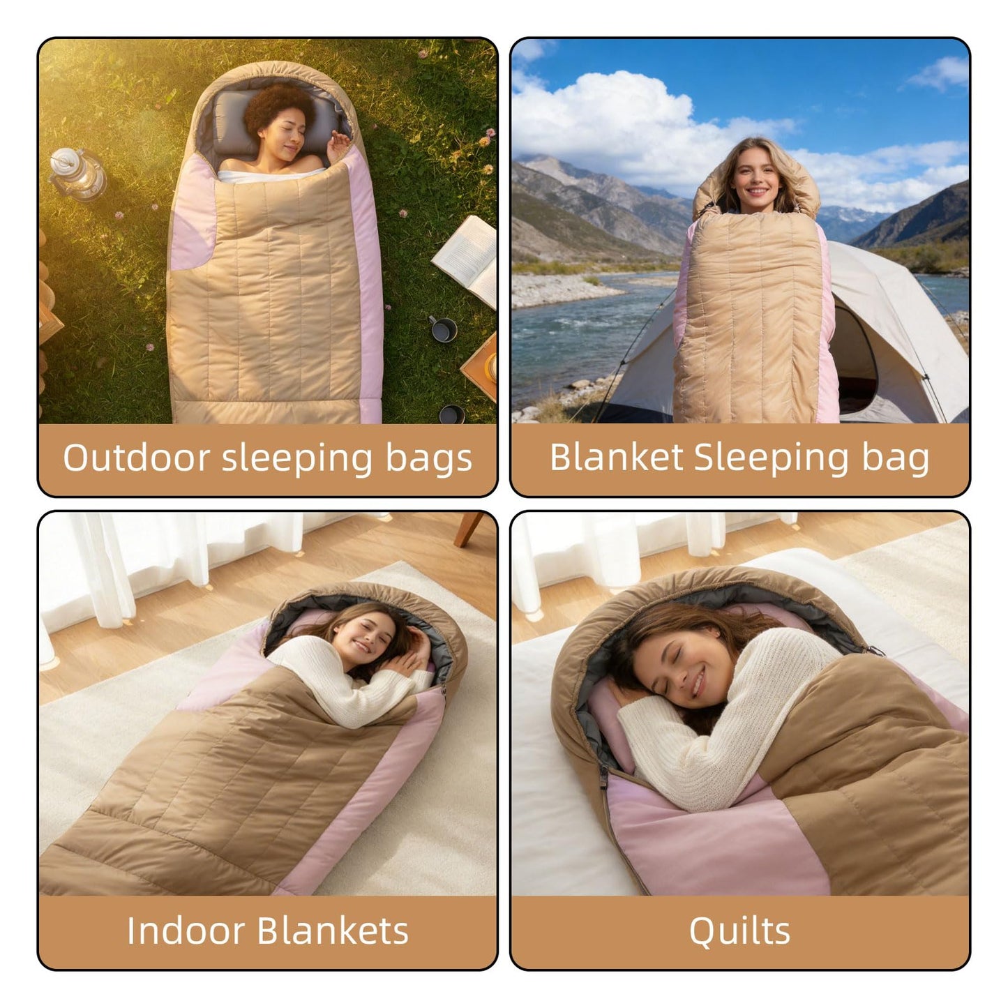 HLITMOUT 3-in-1 Down Sleeping Bag,Rectangular Lightweight Blanket Sleeping Bag for Adults,Teens Camping Hiking and Backpacking Outdoor and Indoor