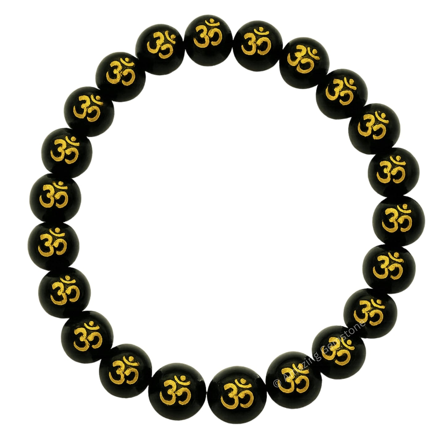 Amazing Gemstone Crystal Bracelet for Women Men's Gifts - Protection Healing Crystal Bracelet - 8mm Gemstone Beaded Stretchable Bracelet Pulseras Para Hombres Mujer Stocking Stuffers Mothers Day Gift (OM Black Agate)