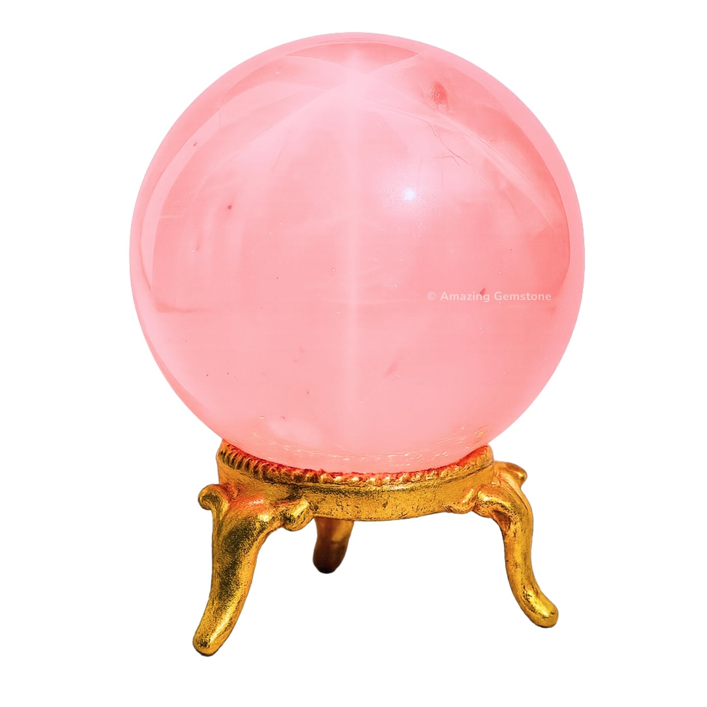 Amazing Gemstone Star Rose Quartz Crystal Ball with Stand - 2 Inches Crystal Sphere Meditation Balls for Witchcraft and Decorative Balls