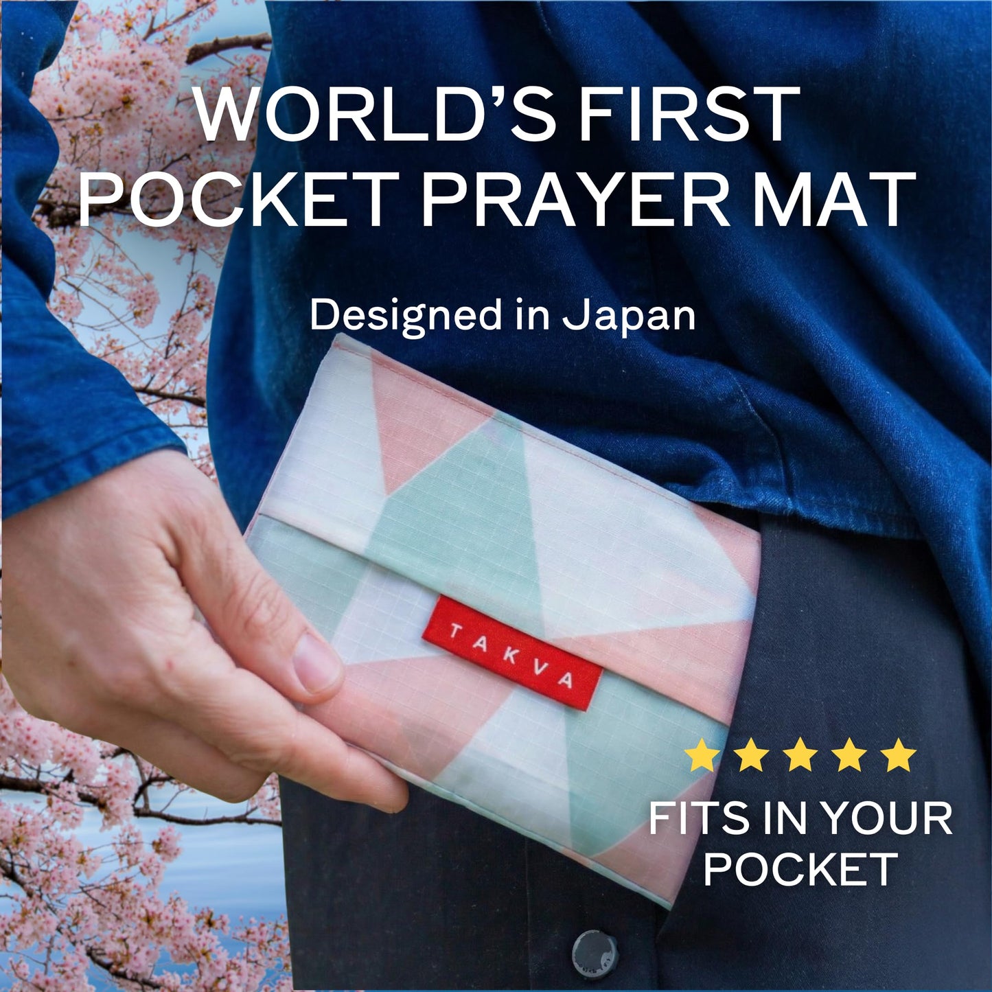 TAKVA The Pocket Sejadah™ | Portable Foldable Travel Prayer Mat, Waterproof, Ramadan/Eid Gift, Perfect Muslim Gift, Pocket Size (Design in Japan, Made in Turkey)