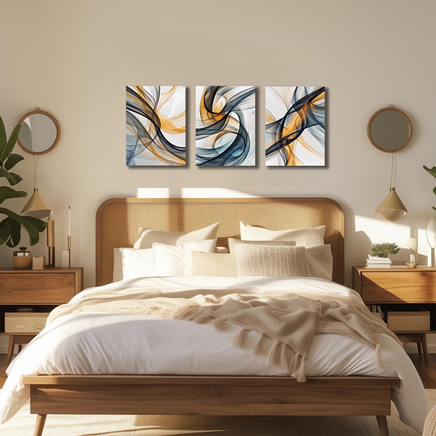 WVMAPTA Abstract Wall Decor for Living Room Modern Prints Wall Art Bedroom 3 Piece Canvas Wall Art for Office Size 12 x 16 Inch