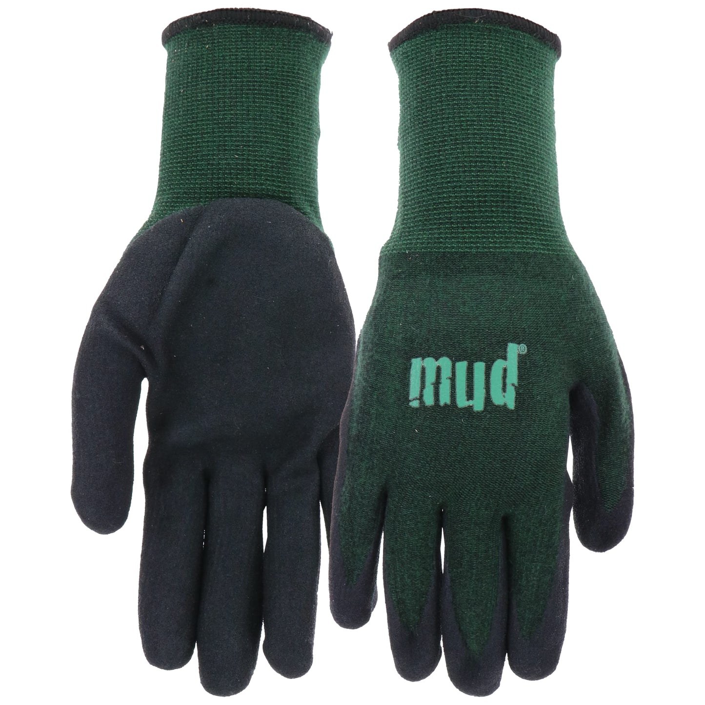 MUD Bamboo Flex Garden Gloves, Moisture-Wicking & UV Protection Polyurethane/Nitrile Coated, Enhanced Grip, Puncture Resistant, Green/Black, Large (SM7197G/LXL)