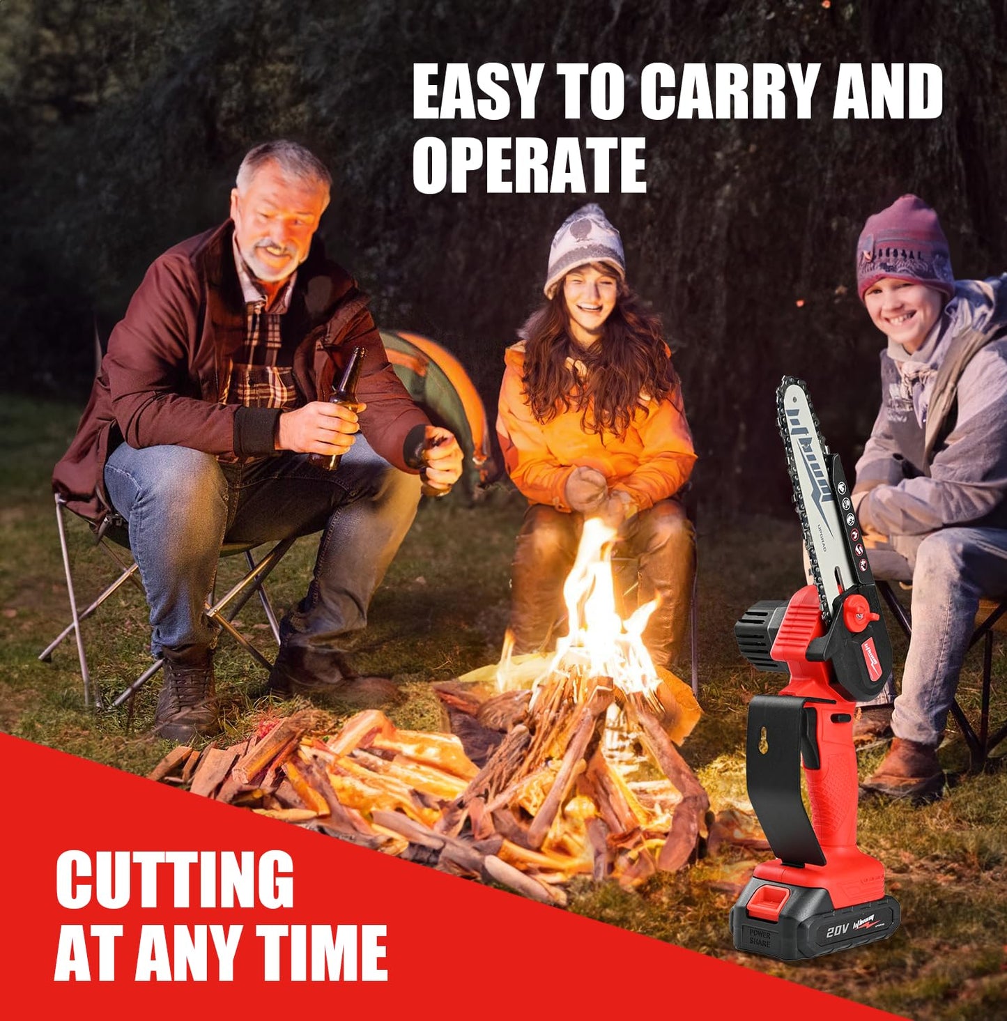 Mini Chainsaw Cordless, 6 Inch Portable Electric Chainsaw, One-Hand Handheld Small Chain Saw for Cutting Wood Trimming and Woodworking- Mini Chain Saw Battery Powered with 2 Batteries
