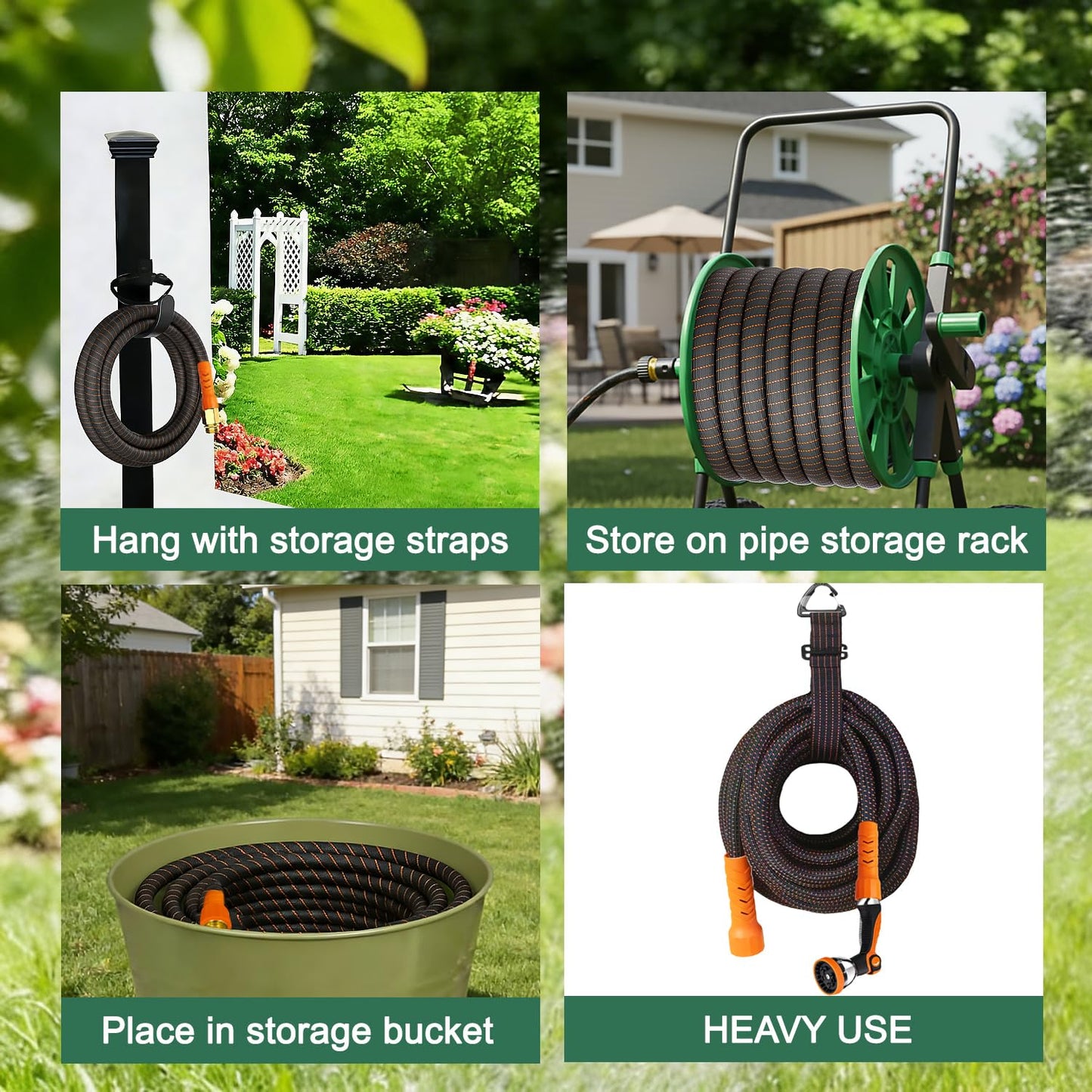 50FT Flexible Lightweight Garden Hose w/ 10Pattern Spray Nozzle,3/4 Inch 2026 Elastic Out Layer 2X Garden Hose,Triple Latex Core,No-Kink,Anti-Burst,Leak-Proof,Easy Use&Storage (50 FT)