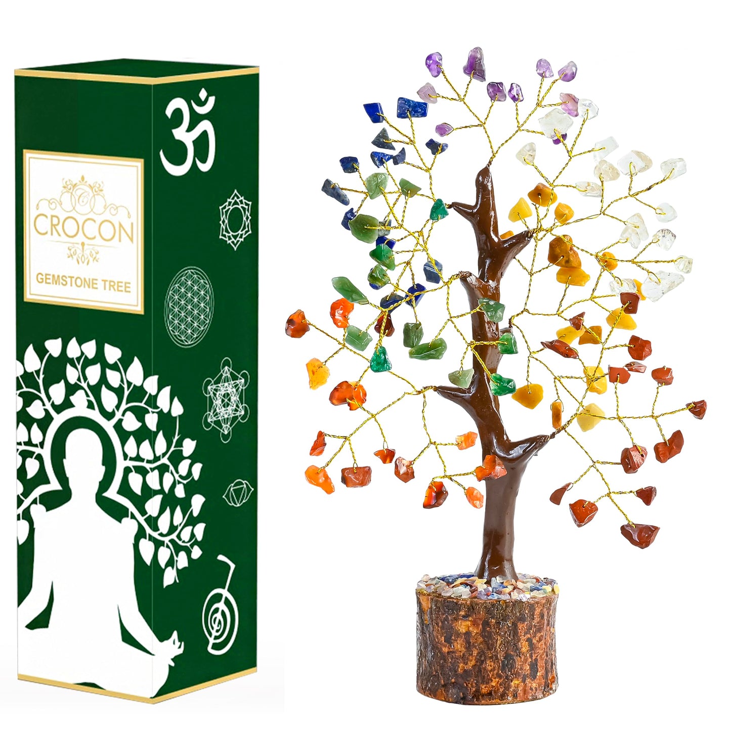 Crocon® 7 Chakra Crystal Tree of Life, Unique Gifts for Women, Meditation, Office Desk Decor, Healing Crystals Tree Gift for Women | House Warming Gift New Home Decoration Present Sister Mom Grandma