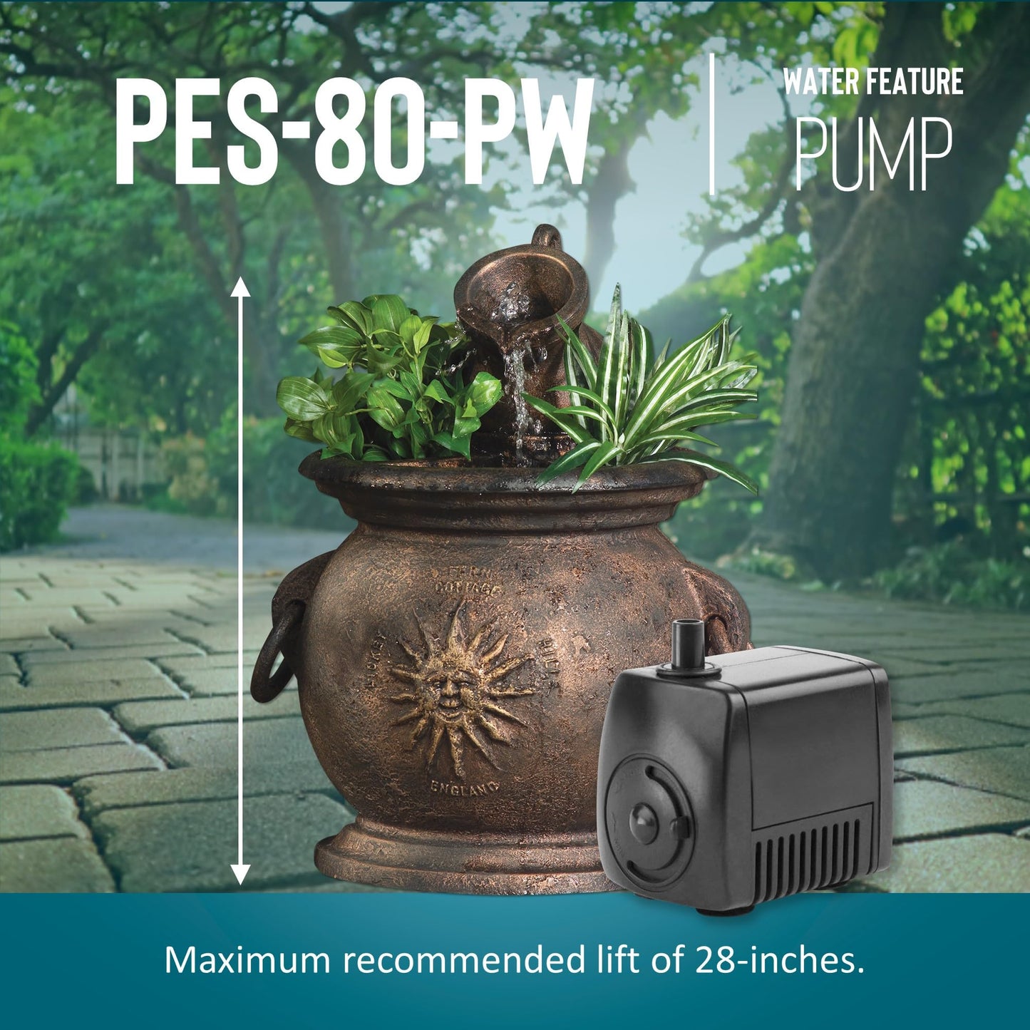 Little Giant PES-80-PW 115-Volt, 77 GPH Magnetic Drive Fountain Pump with 6-Ft. Cord, Black, 566714