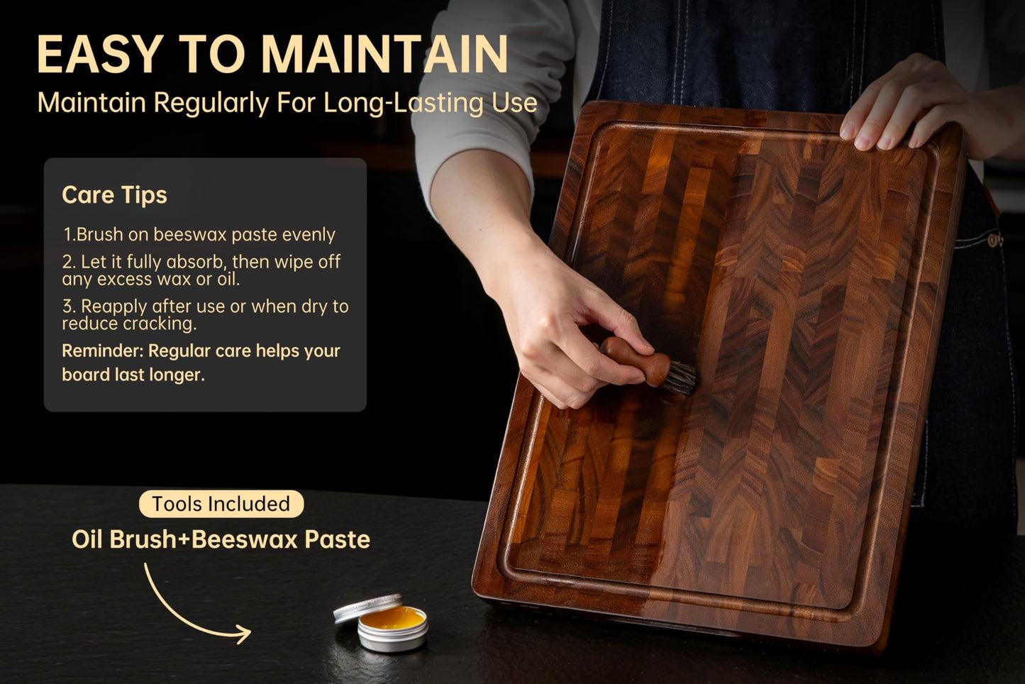 THETCHRY Walnut Cutting Boards for Kitchen, End Grain Wooden Cutting Board, Large Chopping Board Double Sided with Handle, Thick Butcher Block Charcuterie Meal Prep & Serving with Gift Box, 17"×13"×1"