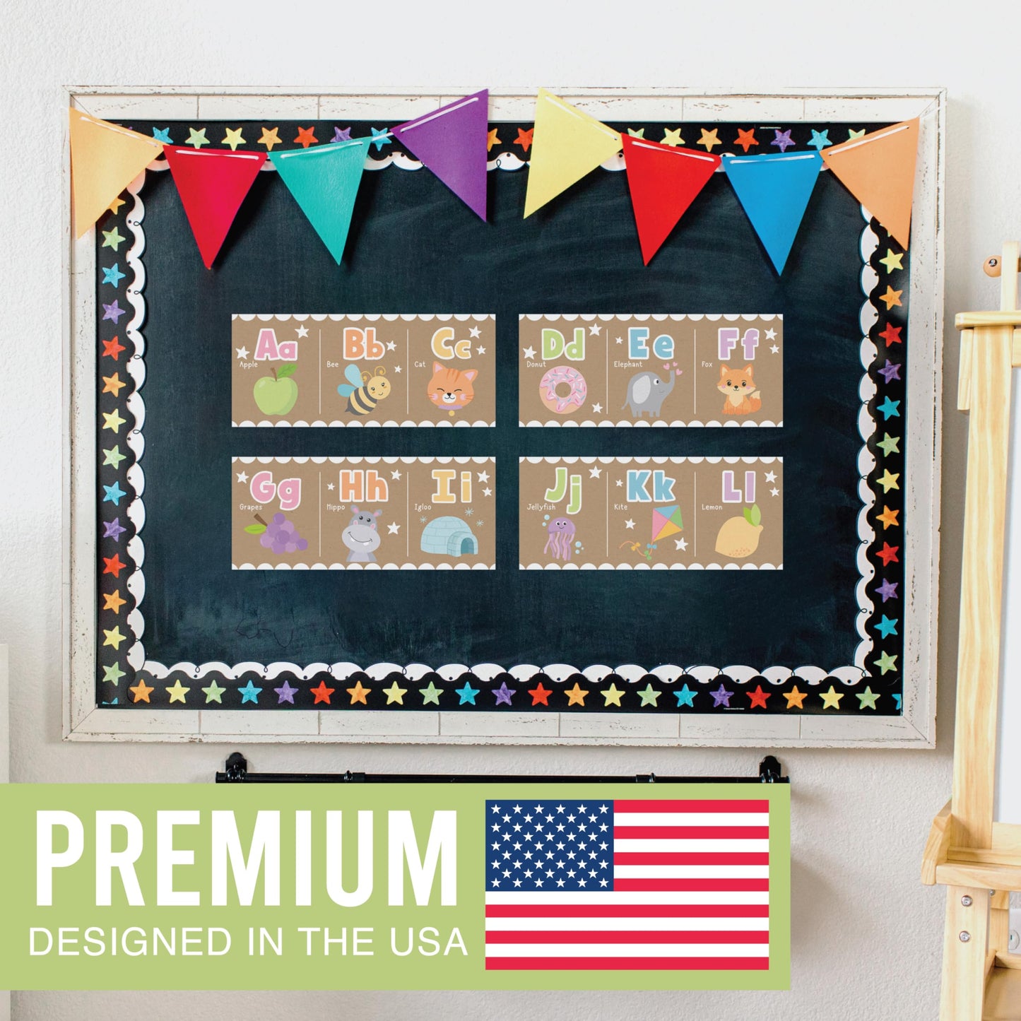Hadley Designs Alphabet for Classroom Wall Decor - ABC Posters for Classroom Wall Chart Preschool & Kindergarten, ABC Letters & Number Line Elementary Must Haves, Kraft Daycare & Homeschool Essentials