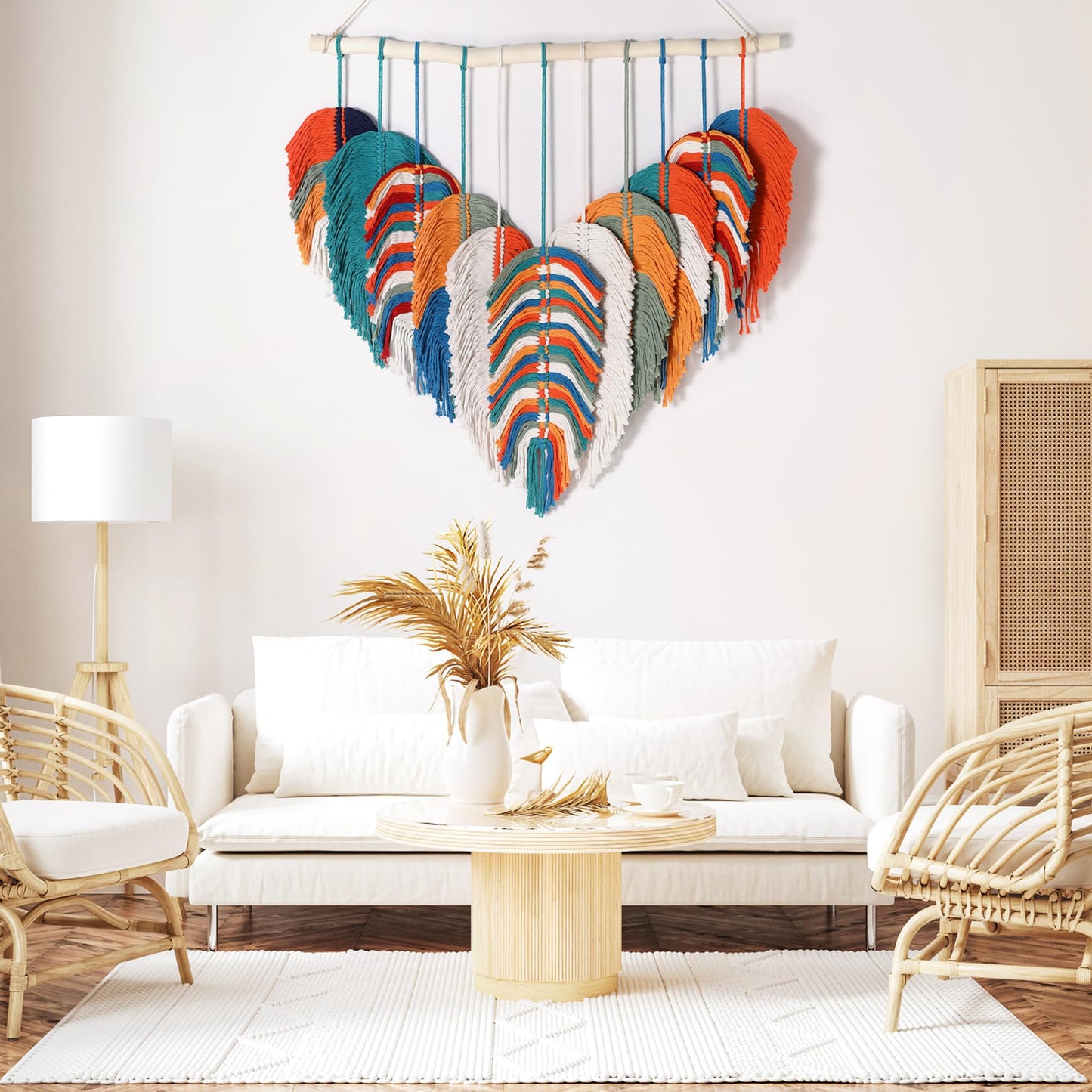 Amestrina Boho Tapestry for Bedroom, Boho Wall Decor for Bedroom, Large Wall Art for Living Room, Macrame Wall Hanging，Wall Tapestry for Living Room (Orange)