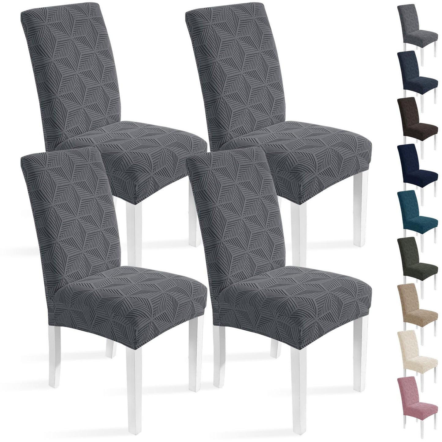 YSTELLAA Dining Room Chair Covers Set of 4,Stretch Chair Covers Parson Chair Slipcovers Removable Washable Kitchen Chairs Seat Covers,Light Gray