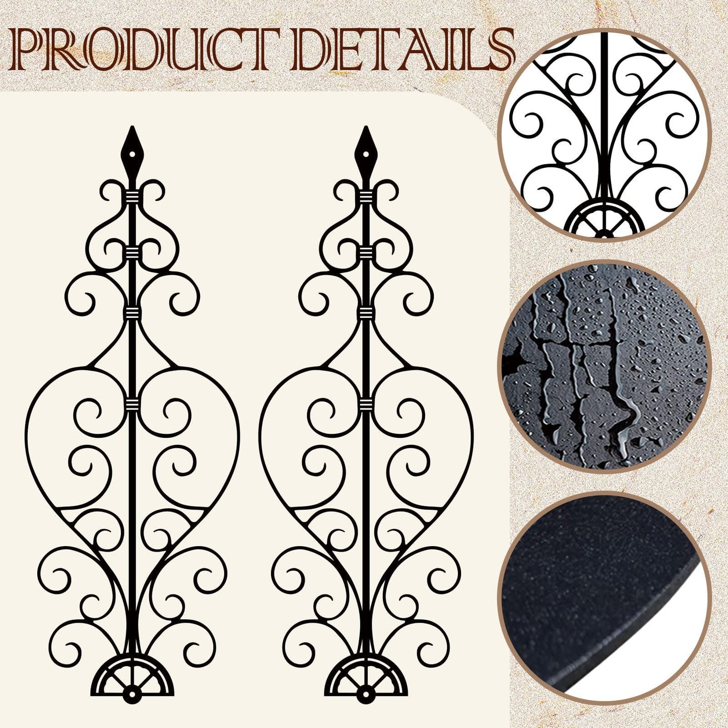ruelen Metal Scroll Wall Decor Rustic Iron Wall Medallion Small Traditional Metal Scroll Wall Art for Home Living Room Front Porch Above Door Hallway Entryway Decoration