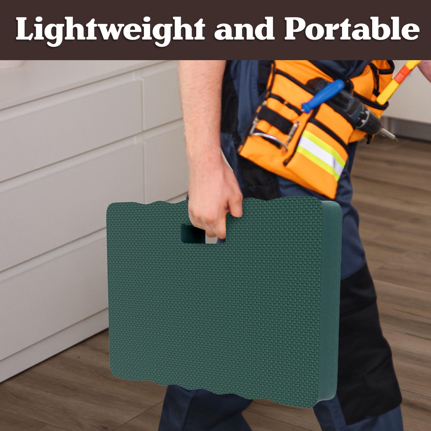 Kneeling Pad with Handle - Multiuse Extra-Thick EVA Foam Ergonomic Comfort Knee Protector for Gardening - Indoor or Outdoor Use by Pure Garden (Green)