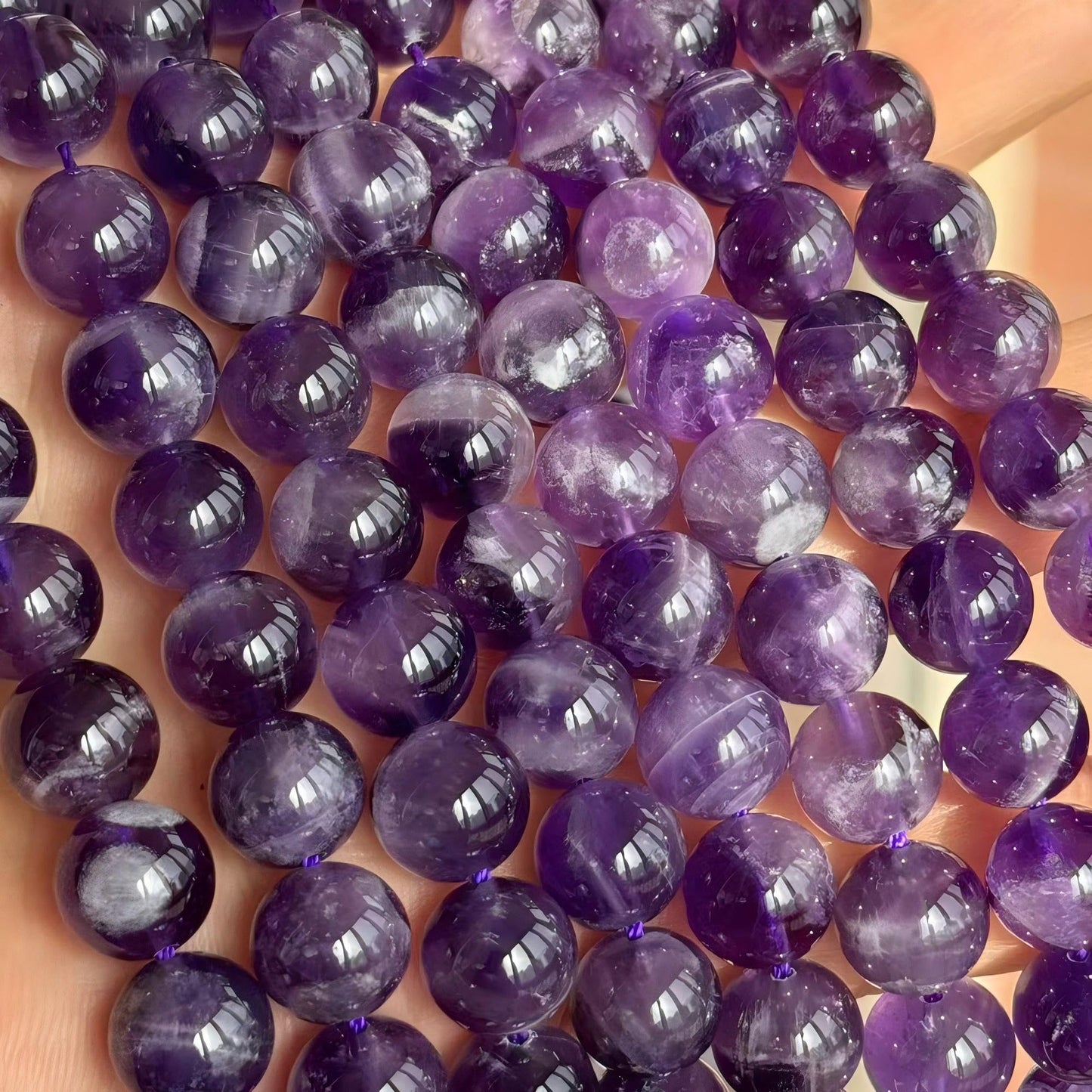 MJDCB Natural Dreamy Amethyst Beads Round Stone Beads DIY Loose Beads for Jewelry Making Beads 15" (10mm)