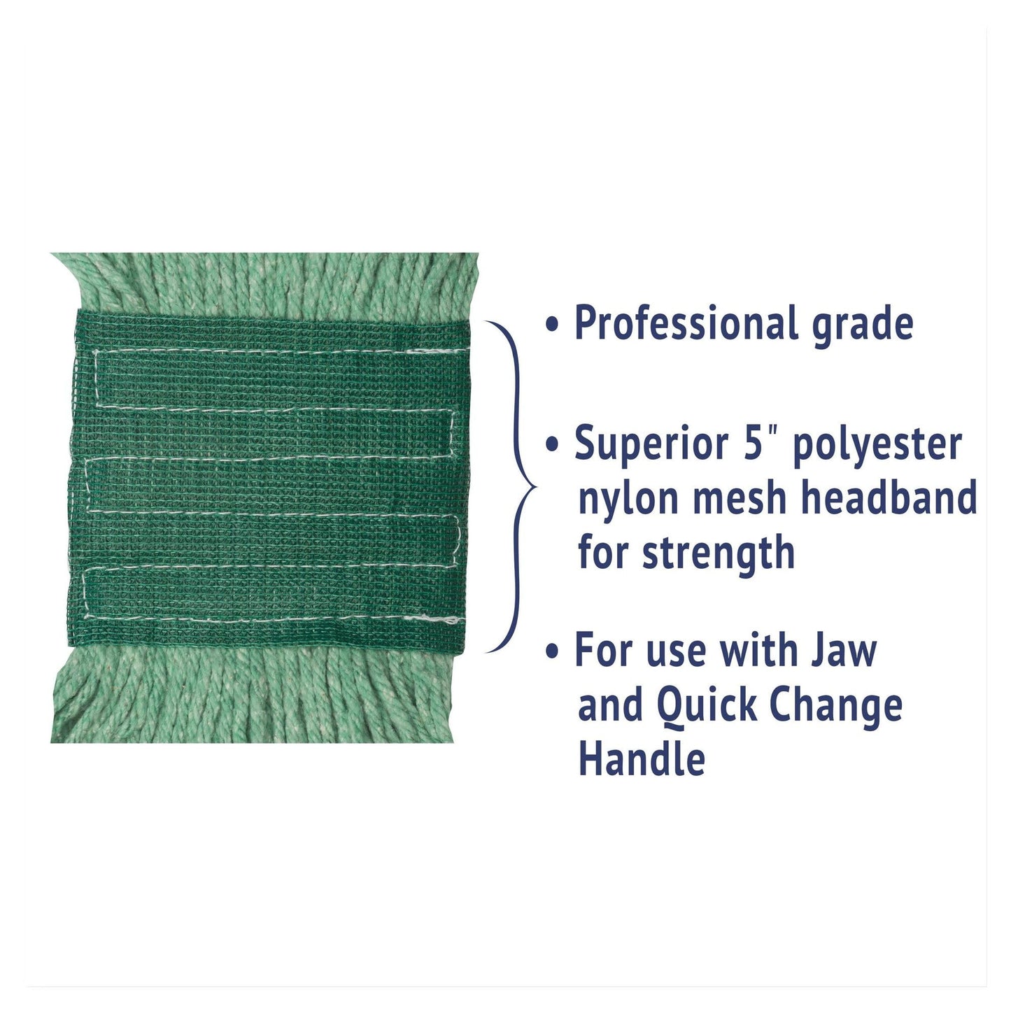 Boardwalk Super Loop Wet Mop Head, Cotton/Synthetic Fiber, 5" Headband, Medium Size, Green, 12/Carton