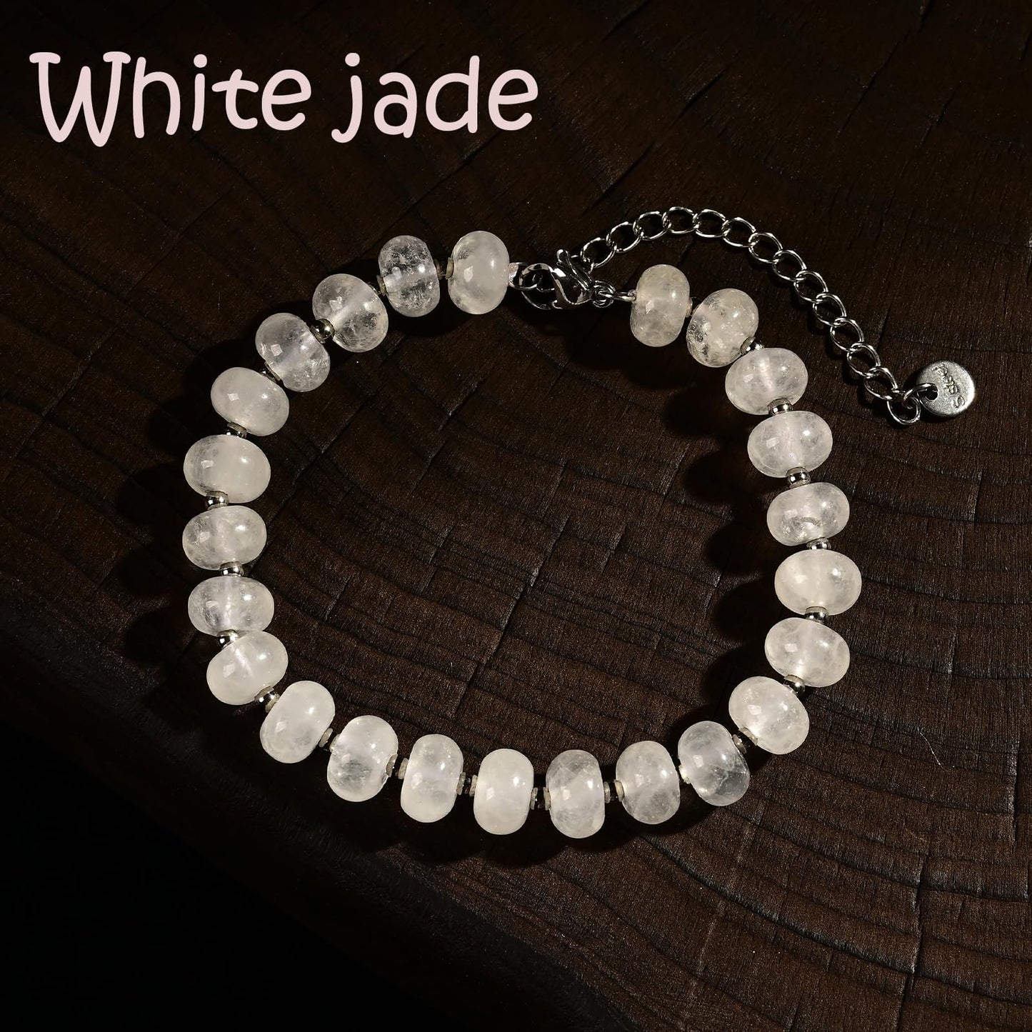 CHCCOYE 5x8mm Natural Healing Gemstone Bracelet – Handmade Yoga Beaded Bracelet, Stress-Relief Crystal Jewelry for Men & Women (White jade)