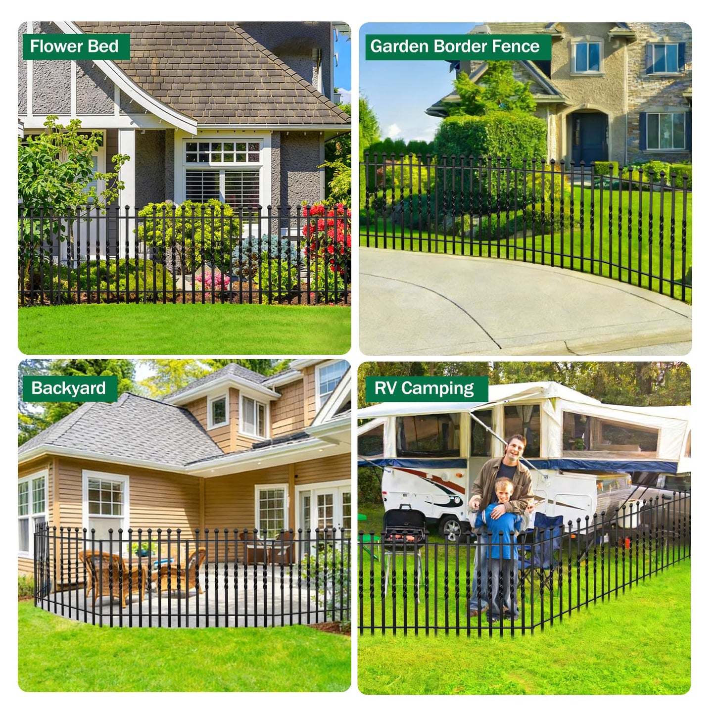 GILPWA 10 Panels Decorative Garden Fence, 32in(H)×24Ft(L) Heavy Duty Twist Outdoor Dog Fence Rustproof Metal Square Tube No Dig Animal Barrier Border Fencing for Temporary Yard Patio Landscape
