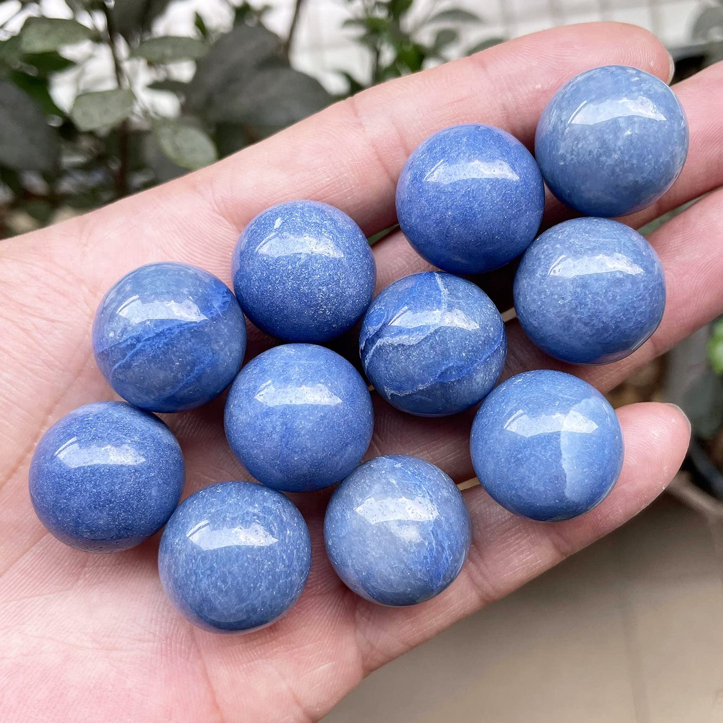 Fekuar 5 Pcs Blue Aventurine Crystal Sphere Ball Set, Polished Healing Energy Mineral Gemstone Balls for Reiki Chakra Decoration Fengshui 20mm