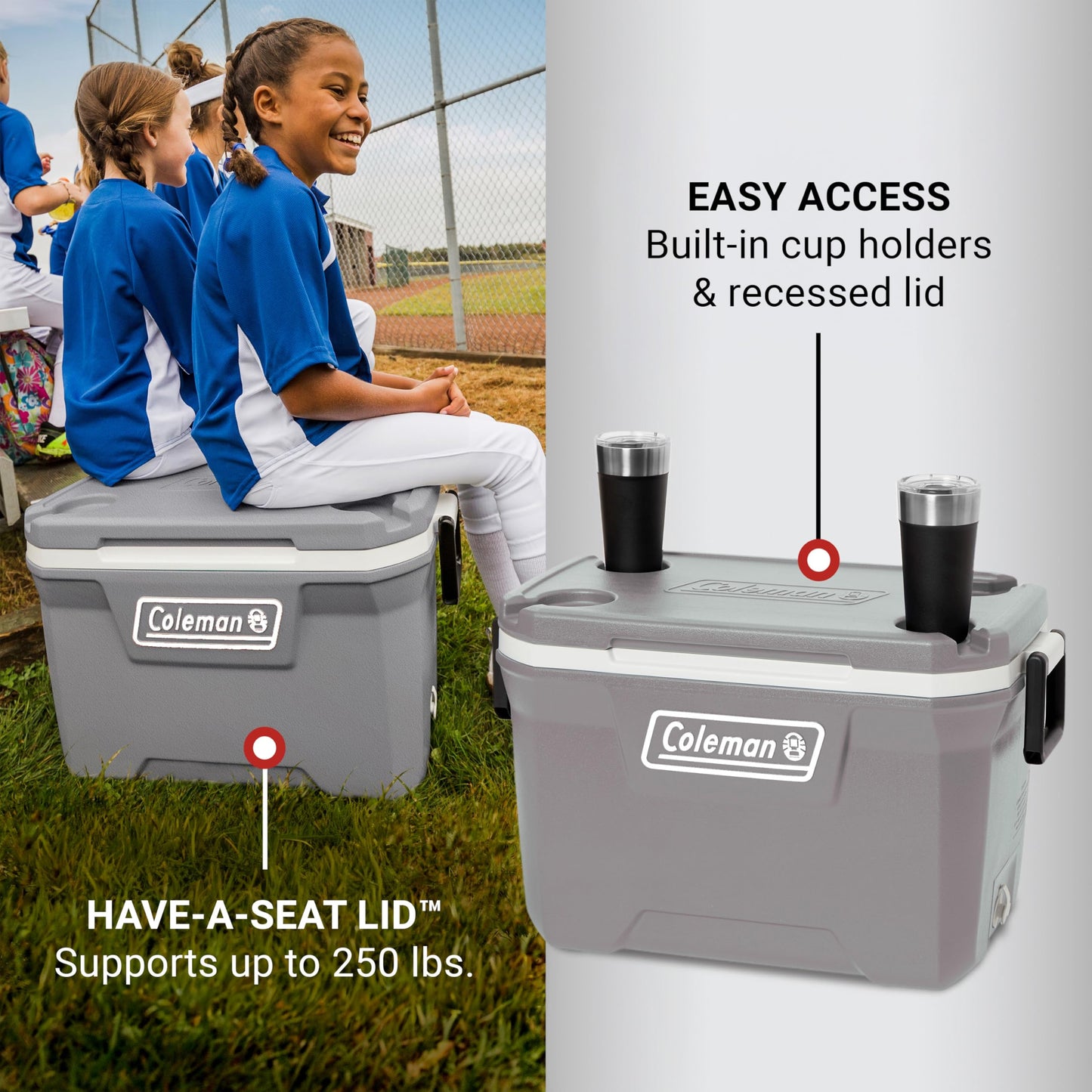 Coleman Classic Series Insulated Portable Cooler, Leak-Resistant Outdoor Hard Cooler Keeps Ice up to 5 Days, 52/70/120/150 Quart