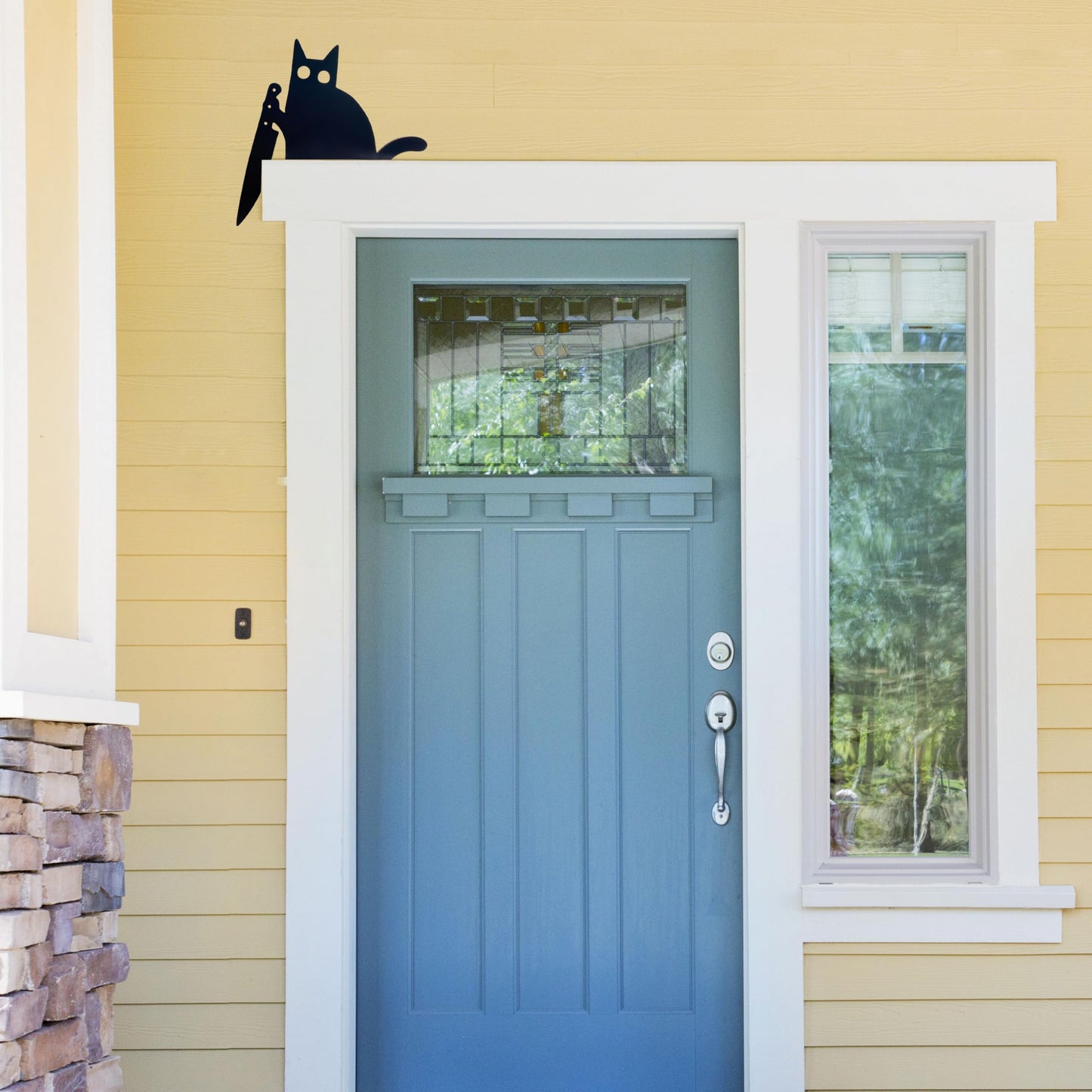 AWISBI Black Cat Door Topper, Wooden, Modern Style, Wall Pediment, Cat Lover Gifts, Black